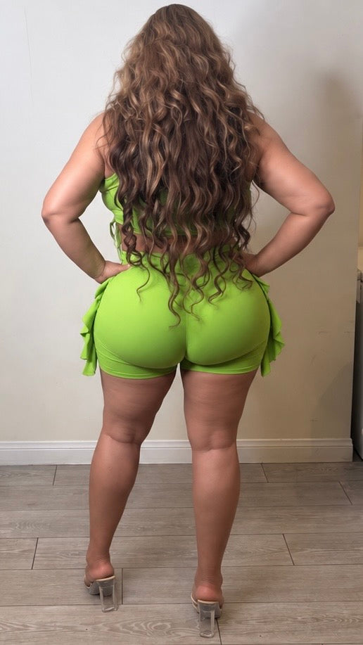 So Wavy 2Pcs Short Set (Lime Green)