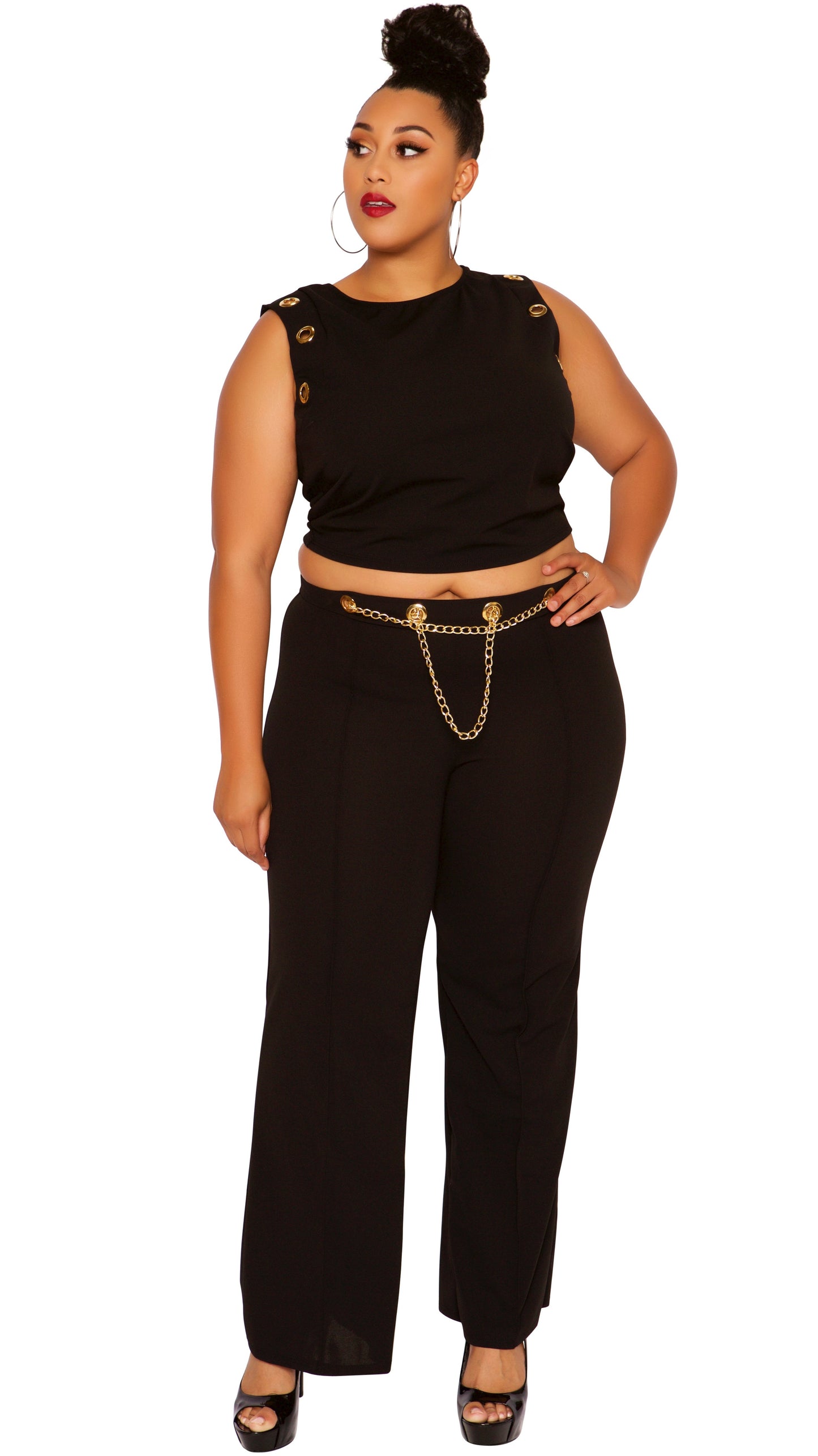 2 Chains 2Pcs Pant Set (Black)-Pant Sets-Boughie-Boughie