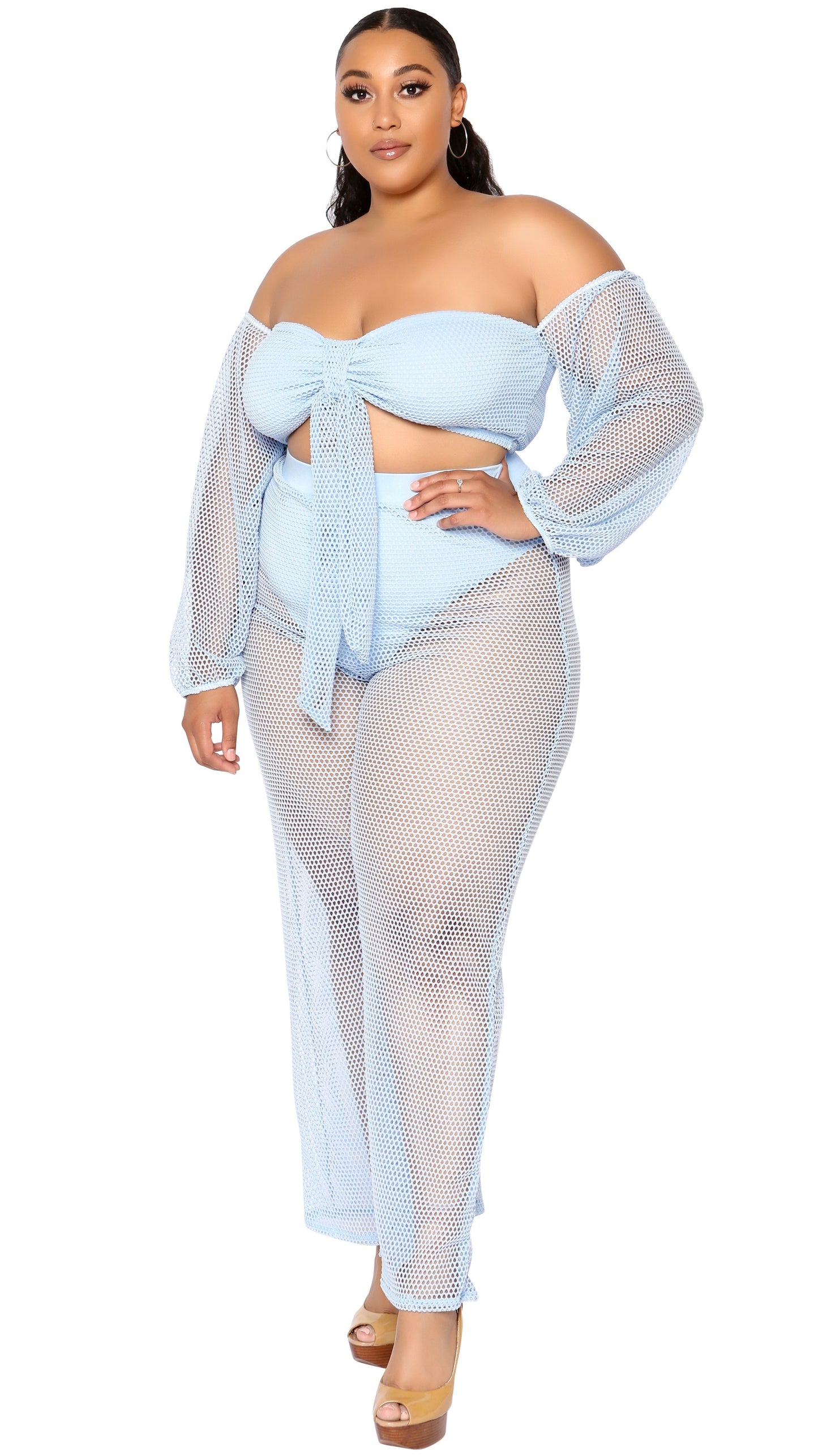Beach Front 2Pcs Pant Set (Baby Blue)-Pant Sets-Boughie-Boughie