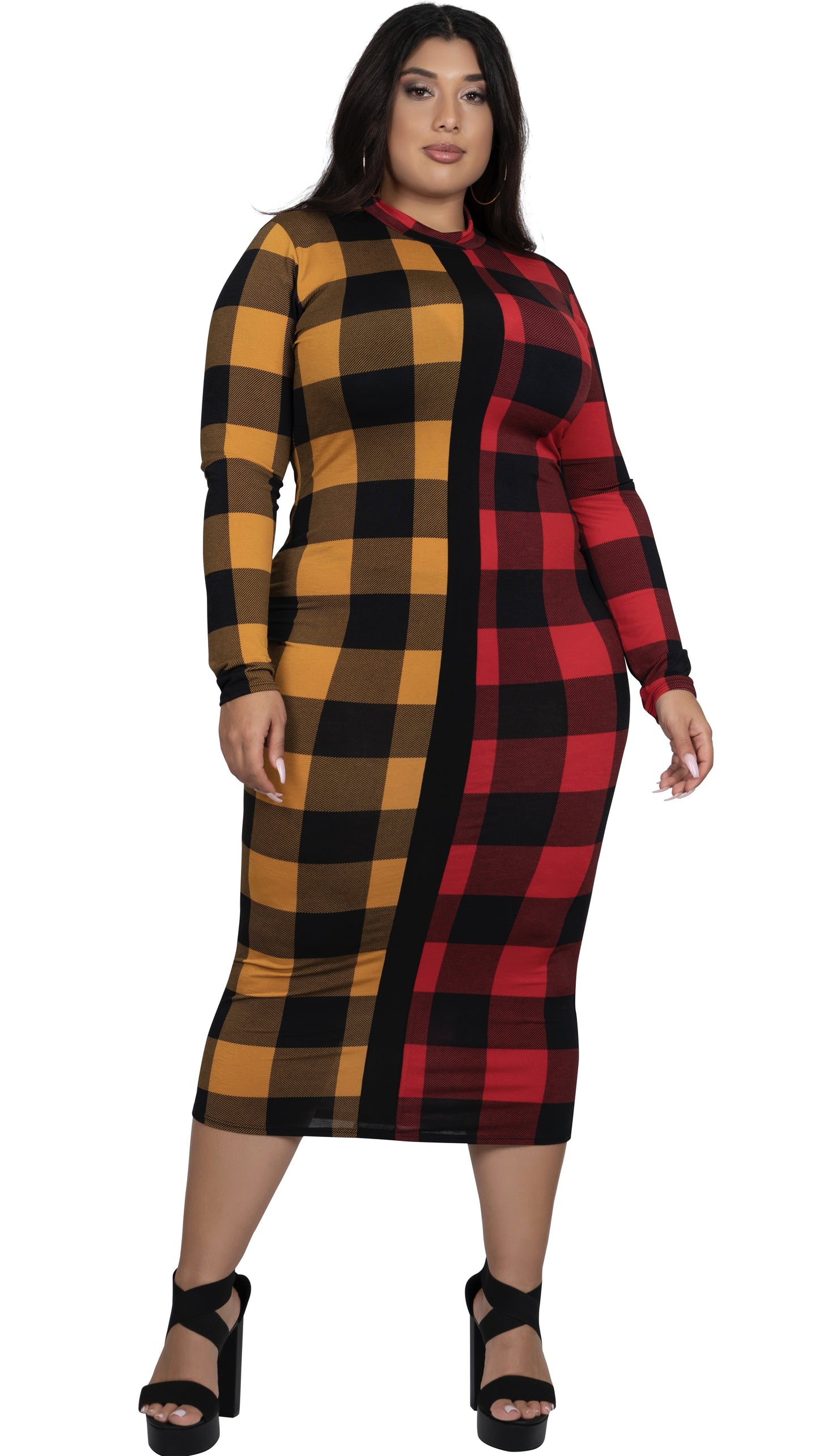 Best Of Both Worlds Dress (Red/Mustard Plaid)-Dresses-Boughie-Boughie