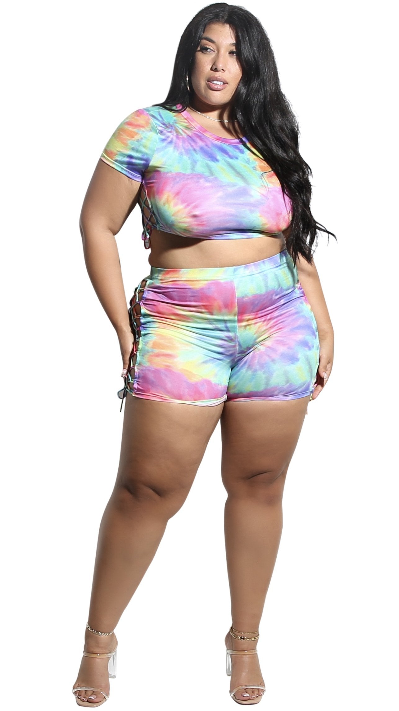 Blow His Mind 2Pcs Short Set (Rainbow Tie Dye)-Short sets-Boughie-Boughie