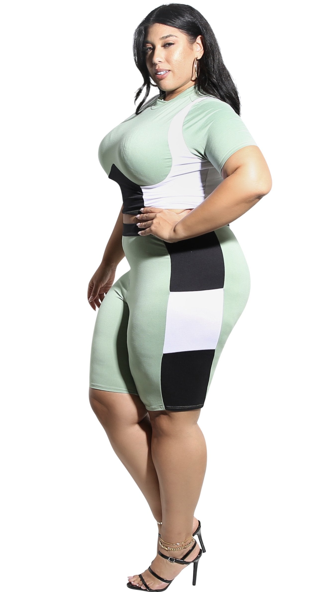 Can’t You See 2Pcs Short Set (Mint/Black/White)-Short sets-Boughie-Boughie