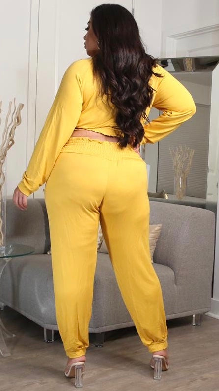 Chill Out 2Pcs Pant Set (Mustard)-Pant Sets-Boughie-Boughie