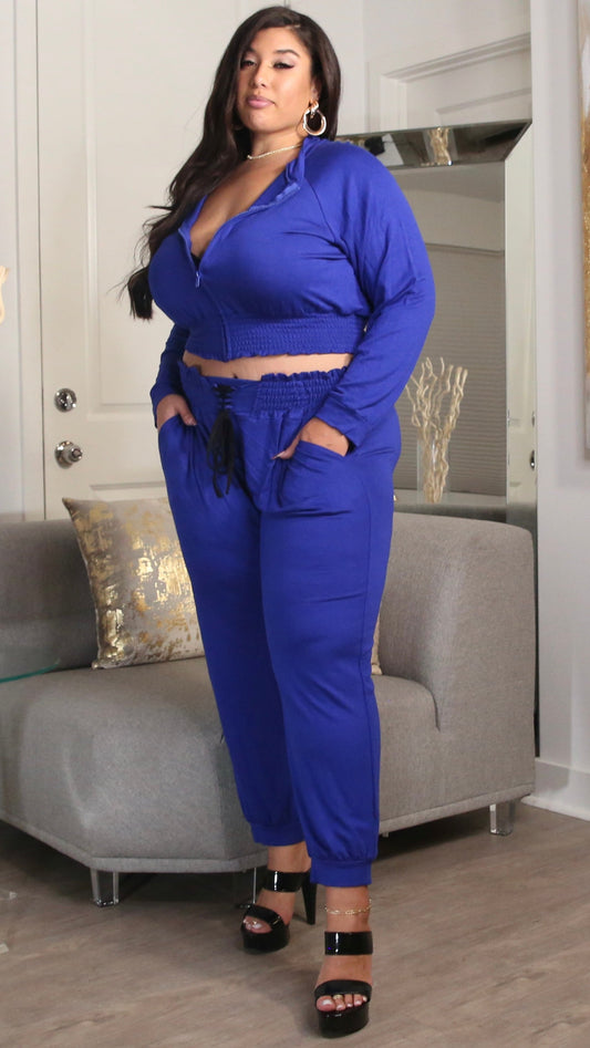 Chill Out 2Pcs Pant Set (Royal Blue)-Pant Sets-Boughie-Boughie