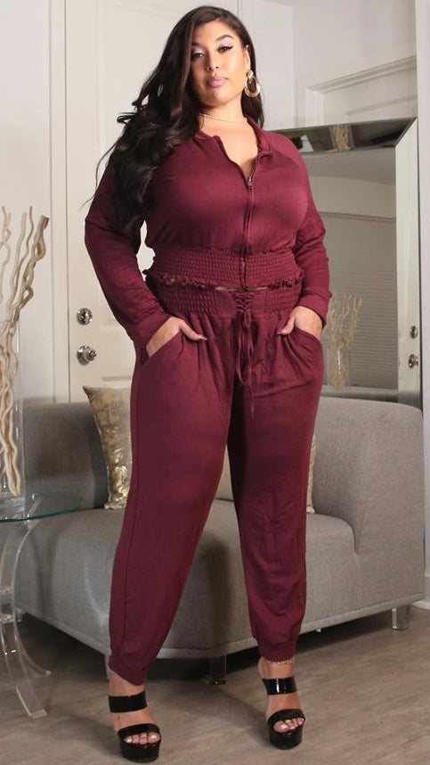 Chill Out 2Pcs Pant Set (Wine)-Pant Sets-Boughie-Boughie
