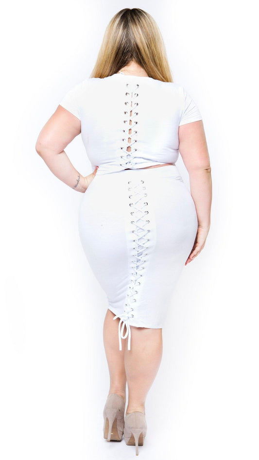 Cross My Heart 2Pcs Skirt Set (White)-Skirt Sets-Boughie-Boughie