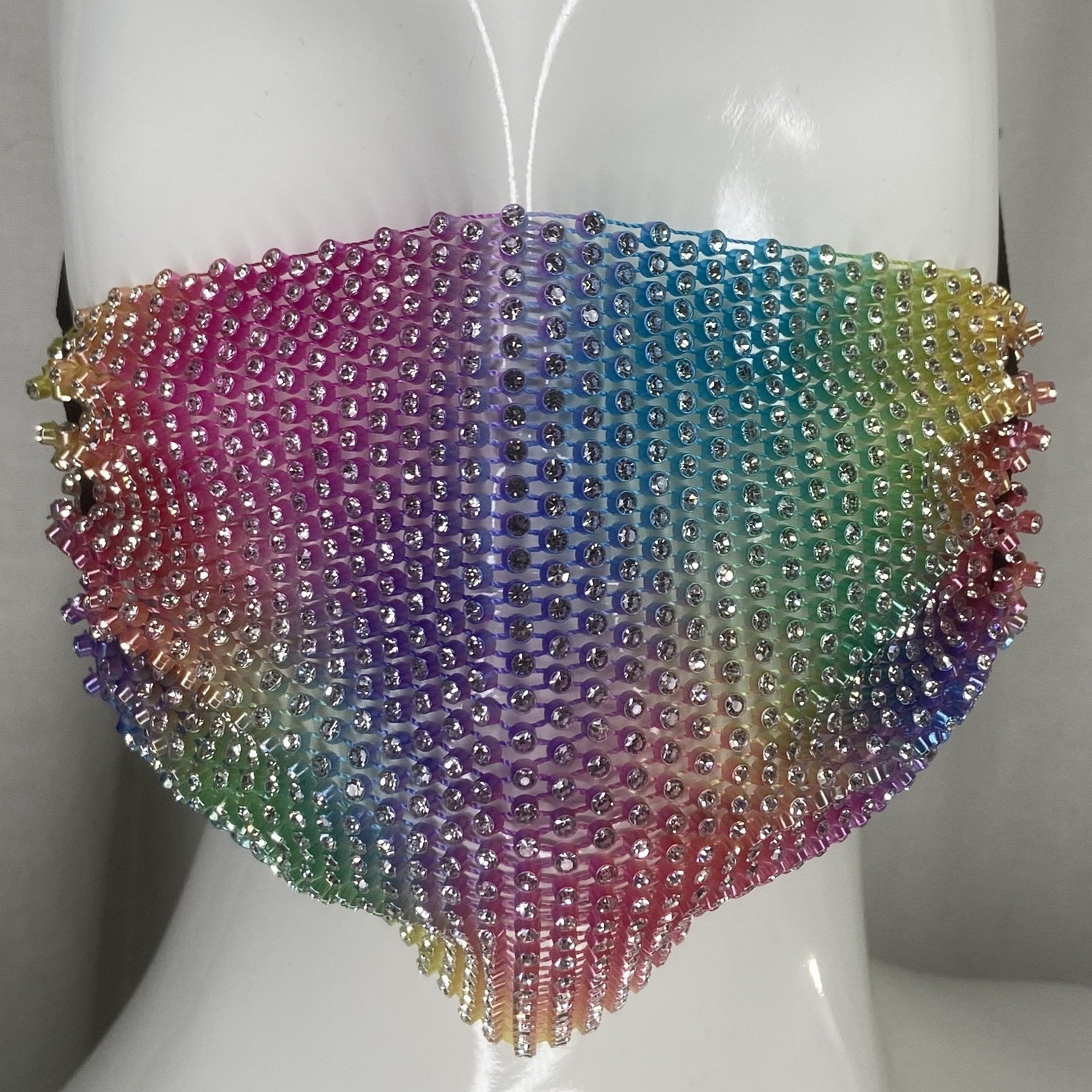 Fashion Mask (Mesh Rainbow Rhinestones) In Stock – Boughie Curves