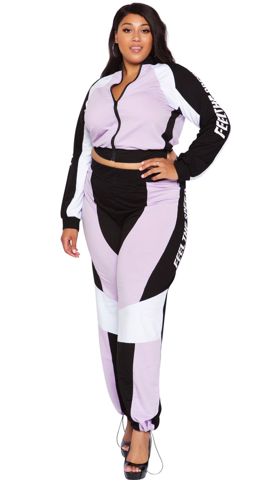 Feel The Speed 2Pcs Pant Set (Lavender)-Pant Sets-Boughie-Boughie