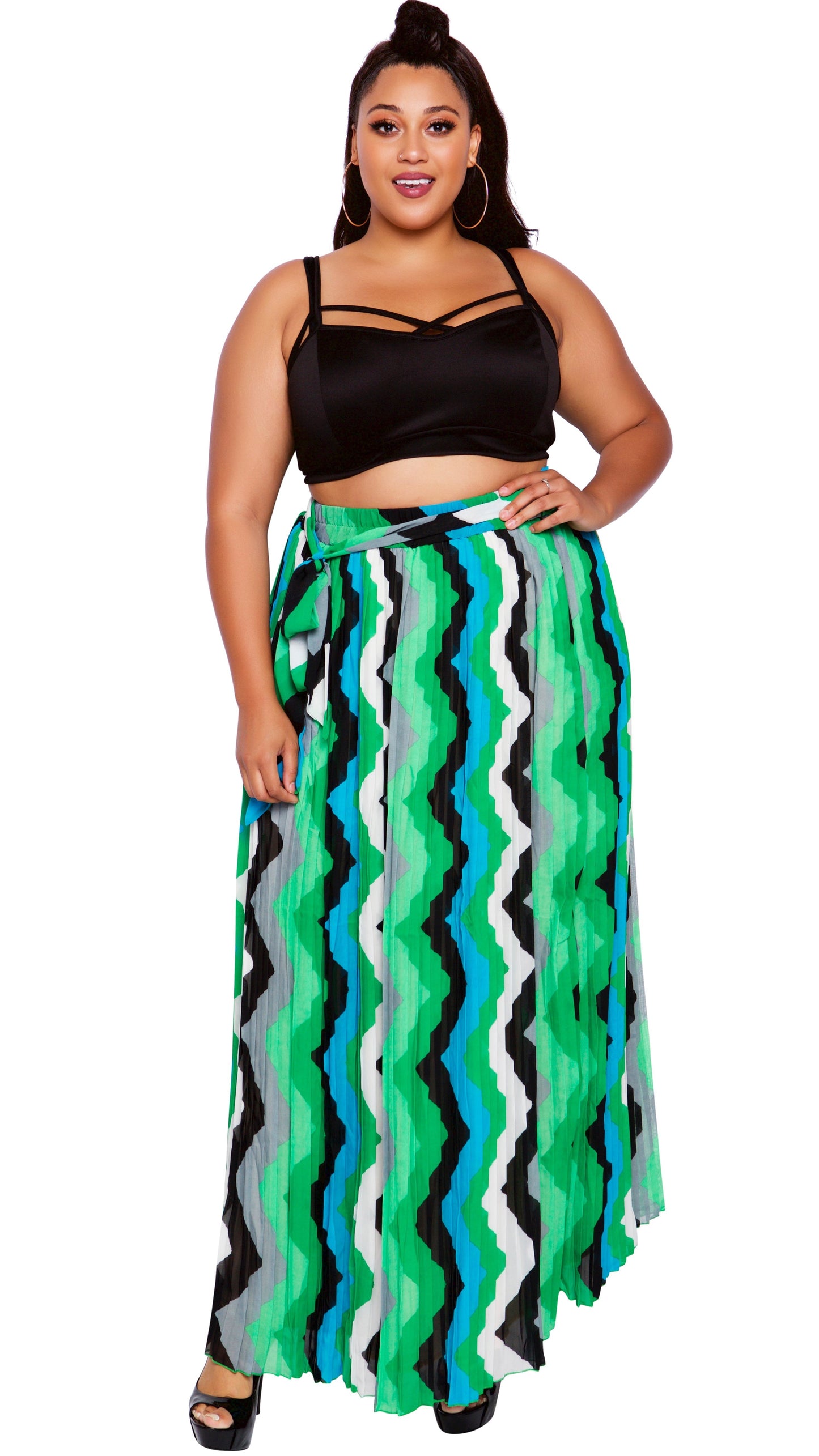Flow For Days Skirt (Green Print)-Skirt-Boughie-Boughie