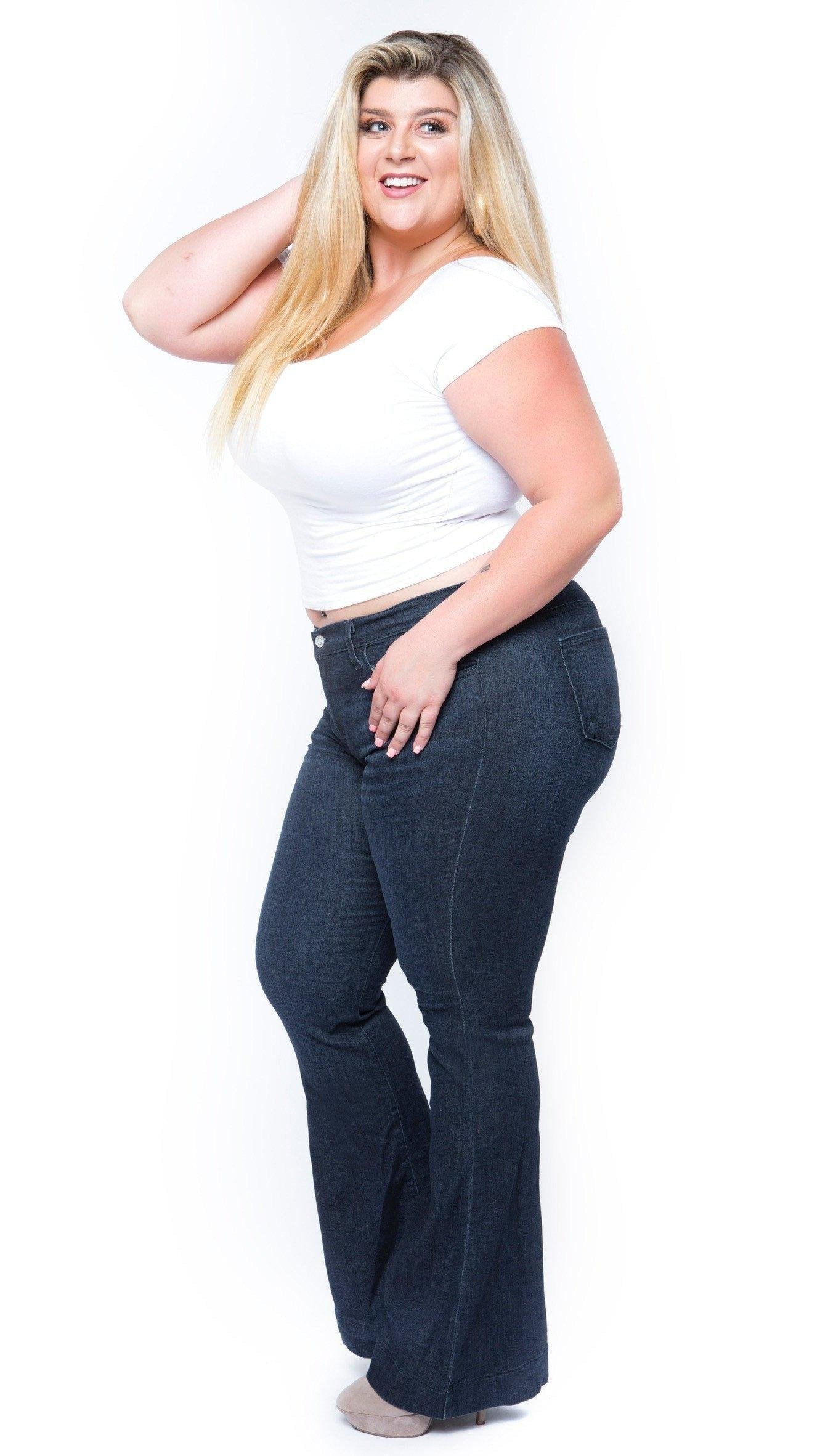 Fly Flare Denim Jeans (Dark Blue)-Denim-Boughie-Boughie