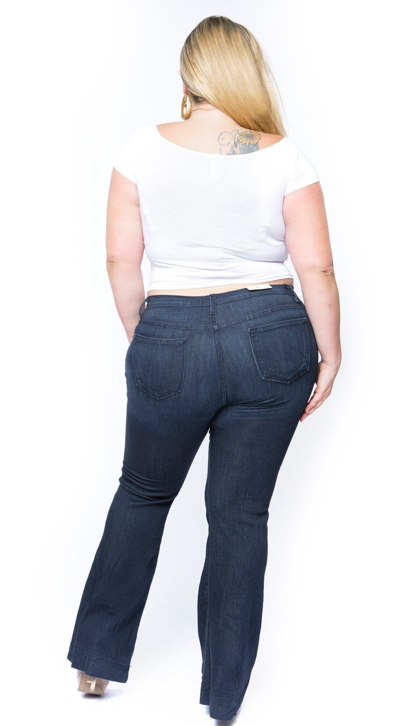 Fly Flare Denim Jeans (Dark Blue)-Denim-Boughie-Boughie