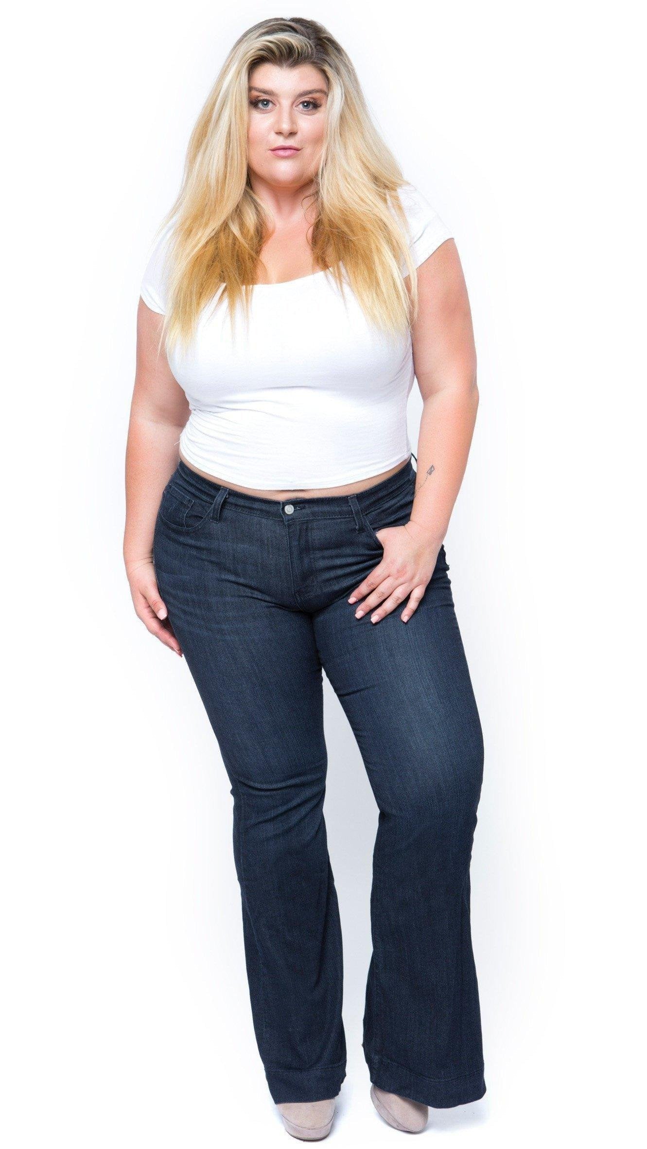 Fly Flare Denim Jeans (Dark Blue)-Denim-Boughie-Boughie