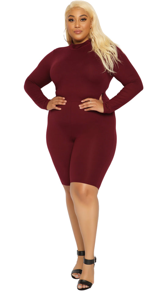 Glam Girl Romper (Burgundy)-Rompers-Boughie-Boughie