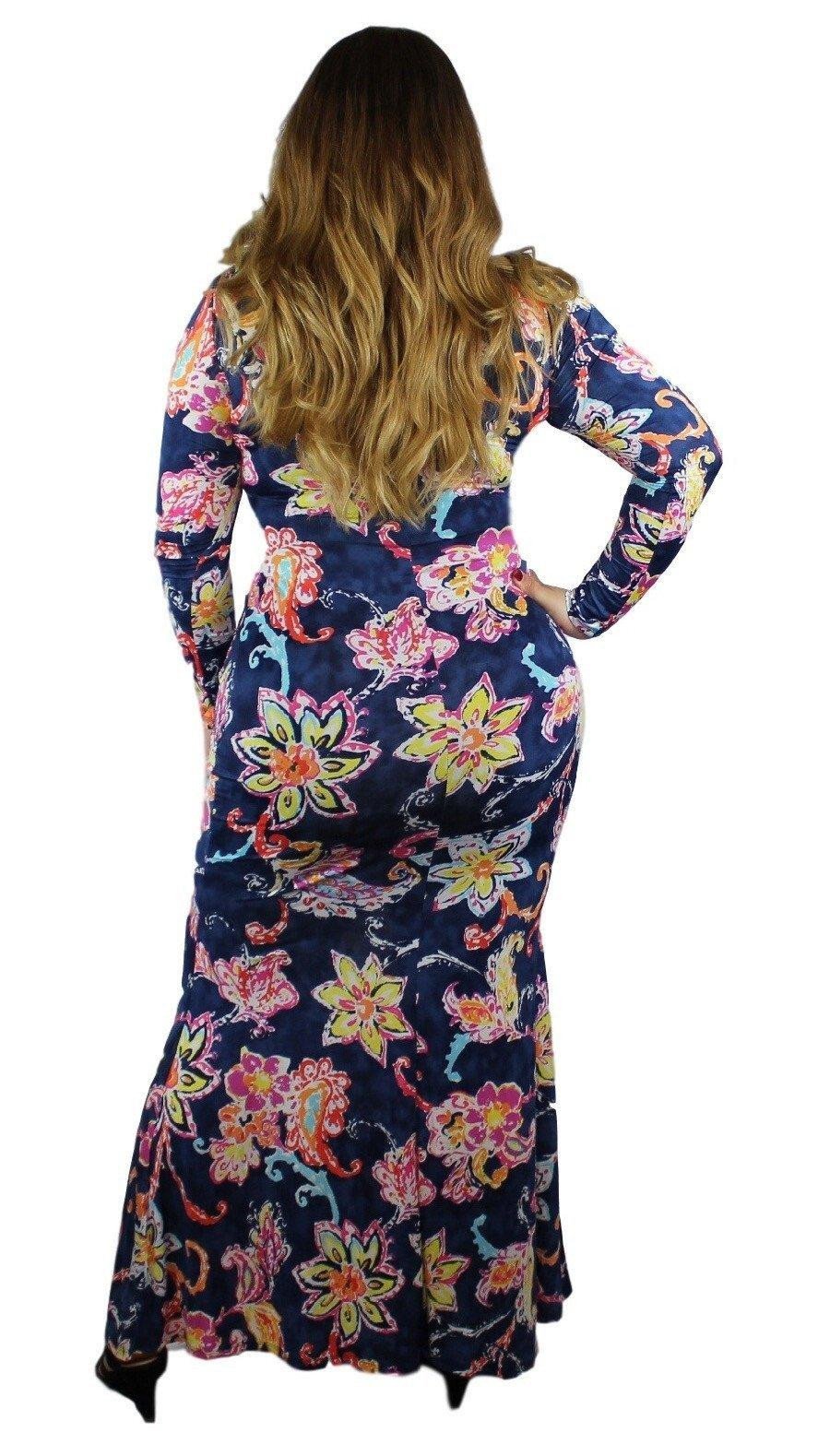 Goddess Maxi Dress (Navy Print)-Maxi Dresses-Boughie-Boughie