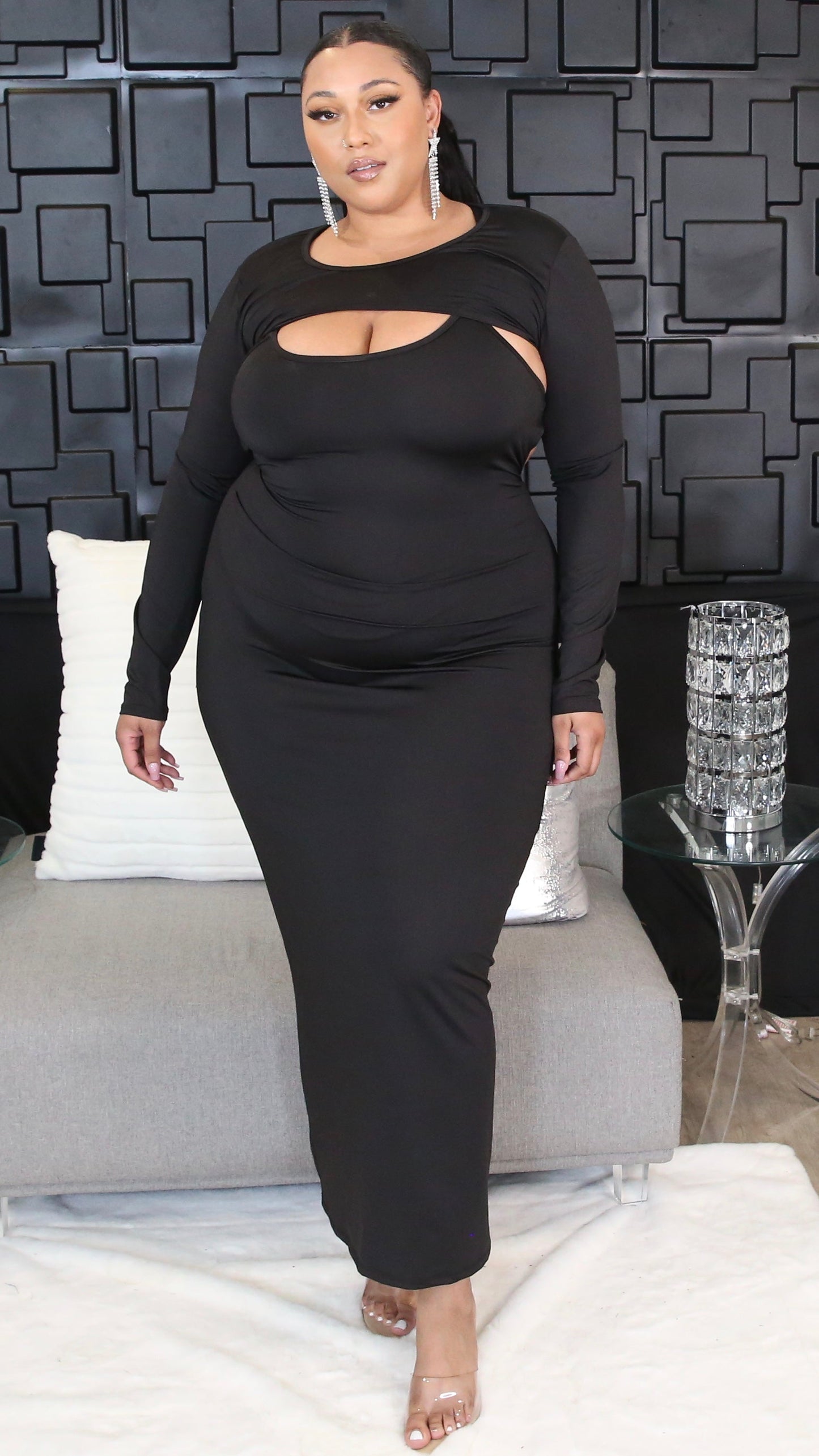 High Stride Maxi Dress Set (Black)-Maxi Dresses-Boughie-Boughie