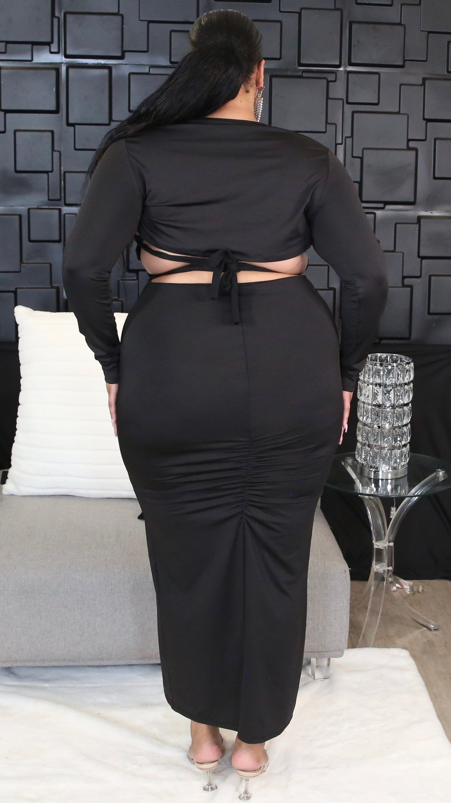 High Stride Maxi Dress Set (Black)-Maxi Dresses-Boughie-Boughie