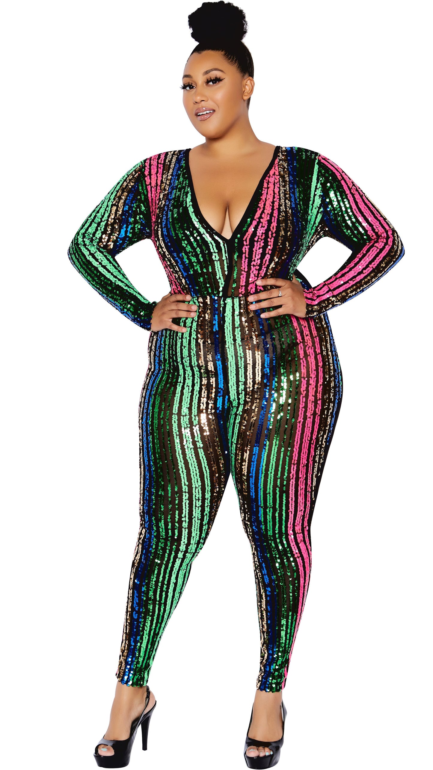 Intimidation Sequins Jumper (Pink/Green/Gold)-Jumpers-Boughie-Boughie