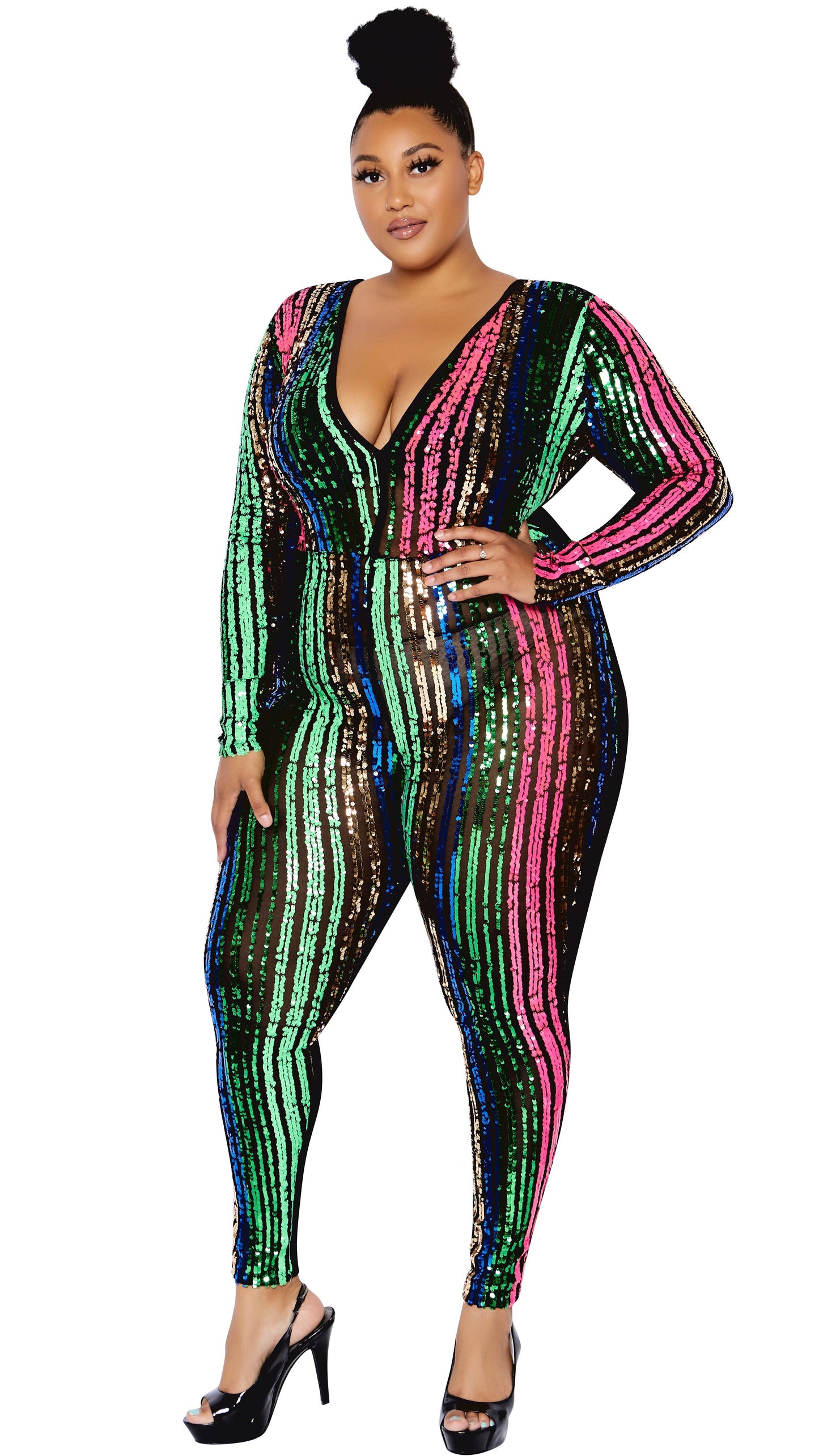 Intimidation Sequins Jumper (Pink/Green/Gold)-Jumpers-Boughie-Boughie