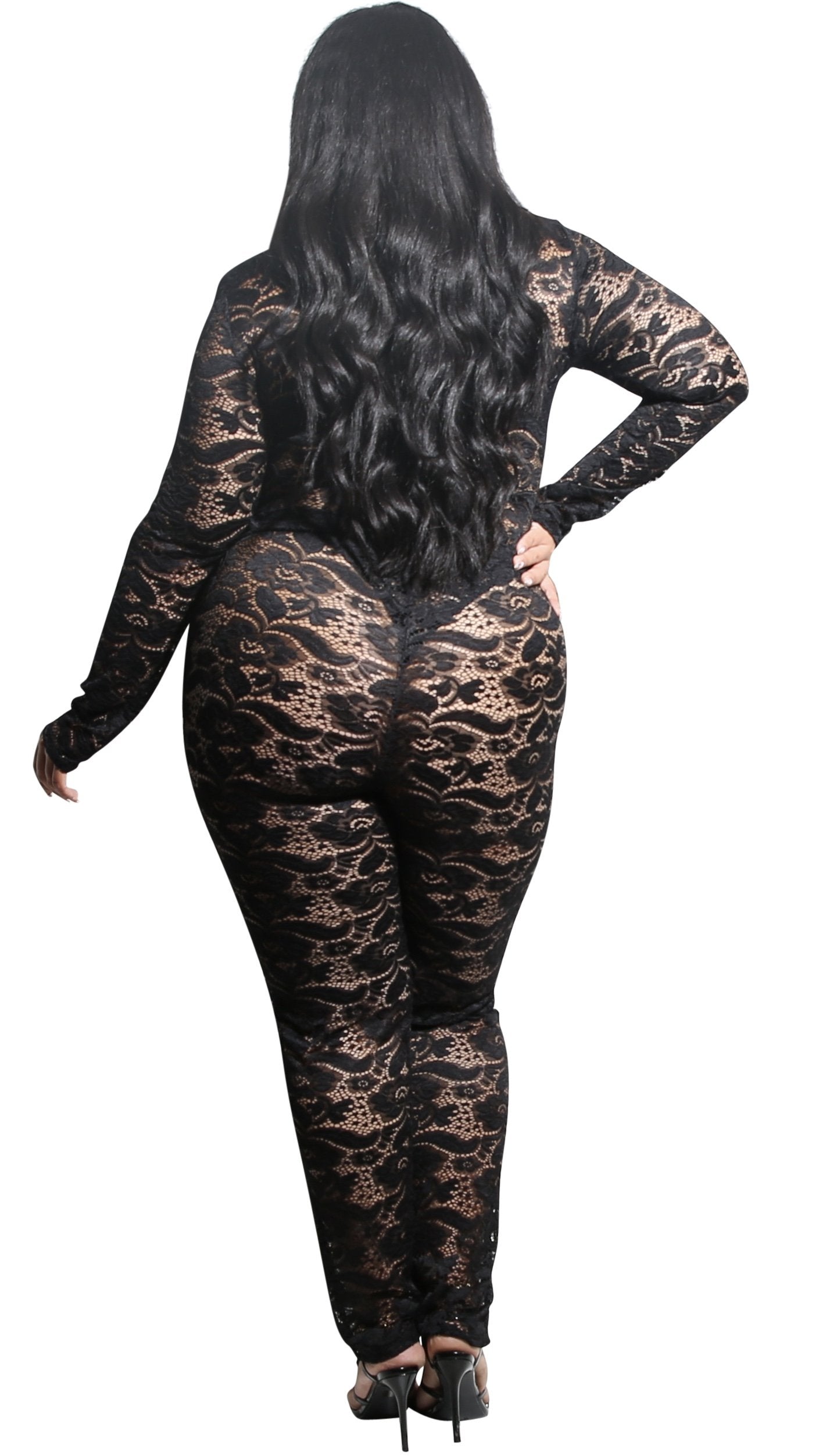 Laid Lace 2Pcs Pant Set (Black)-Pant Sets-Boughie-Boughie