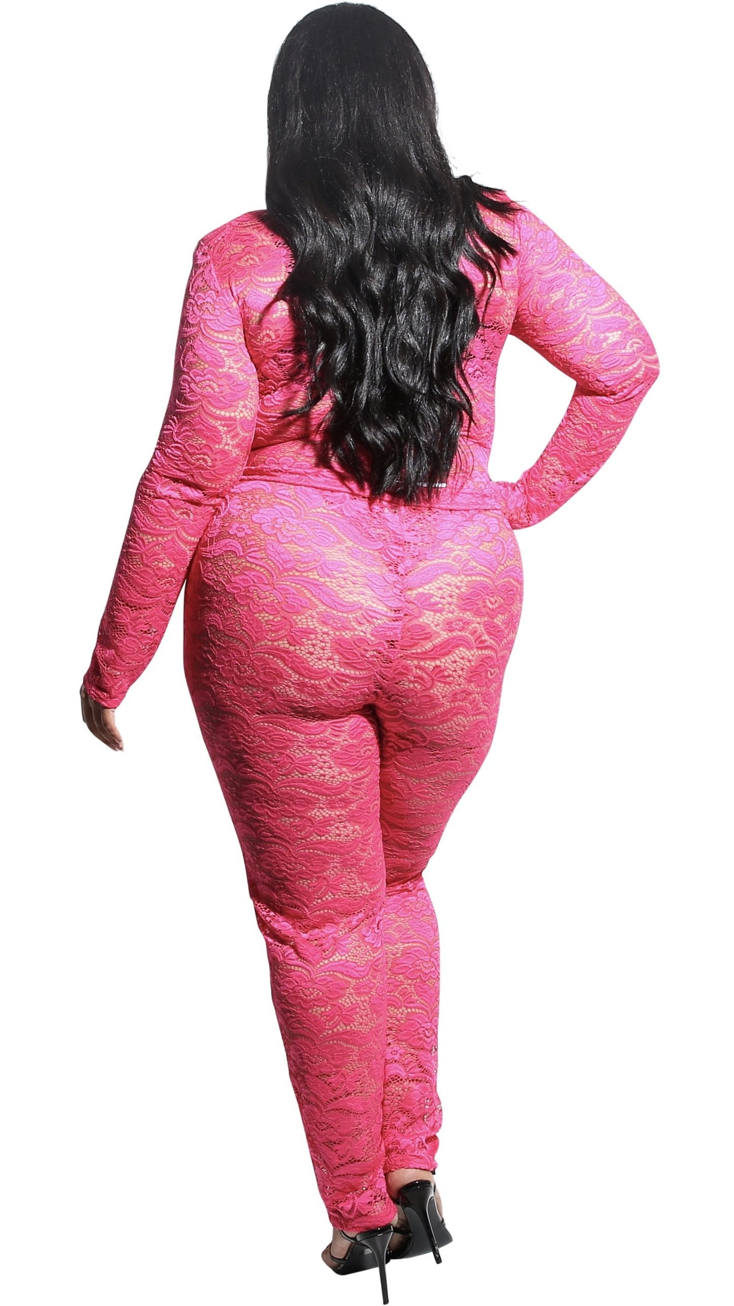Laid Lace 2Pcs Pant Set (Pink)-Pant Sets-Boughie-Boughie
