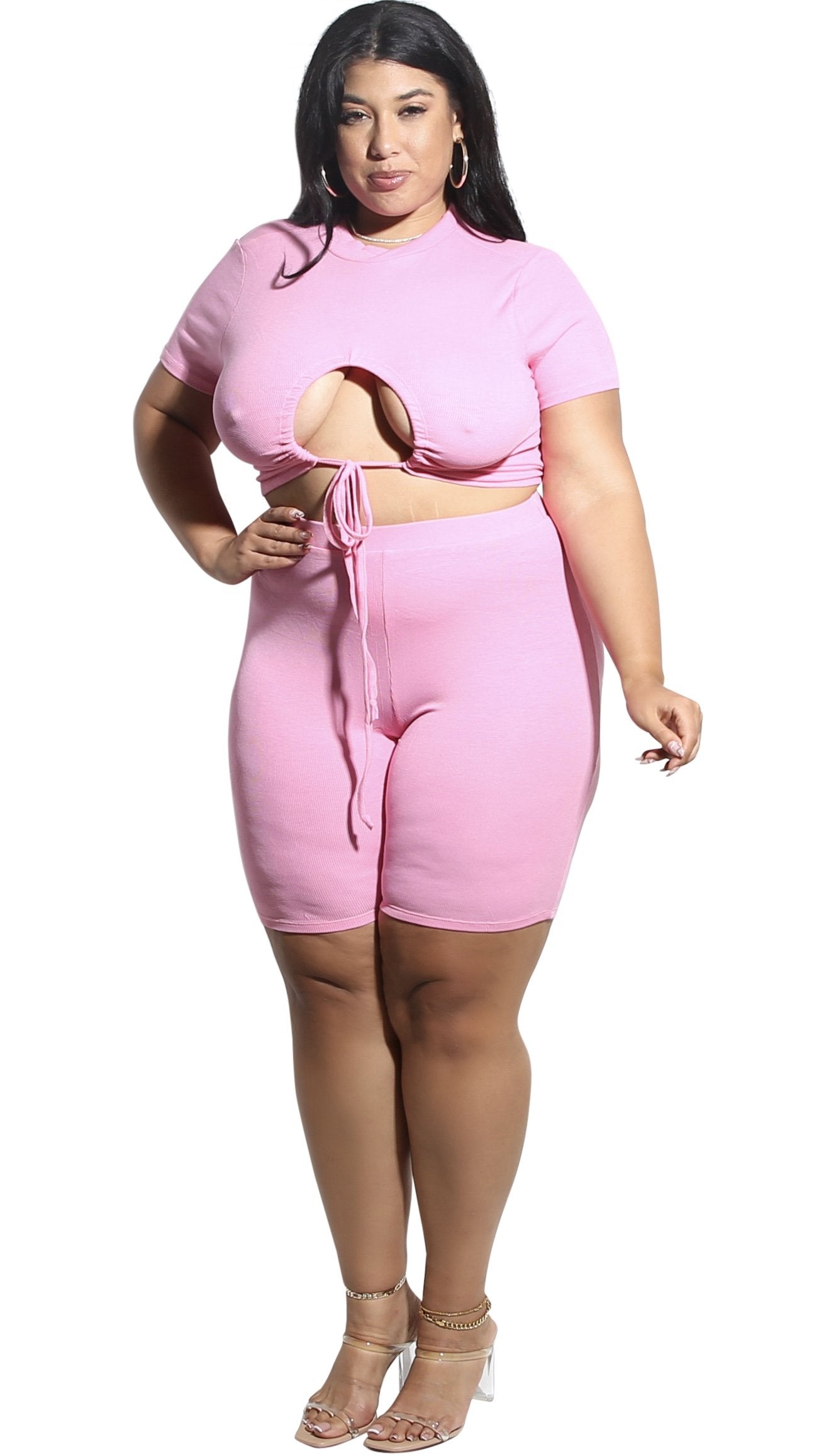 Measure Up 2Pcs Short Set (Pink)-Short sets-Boughie-Boughie