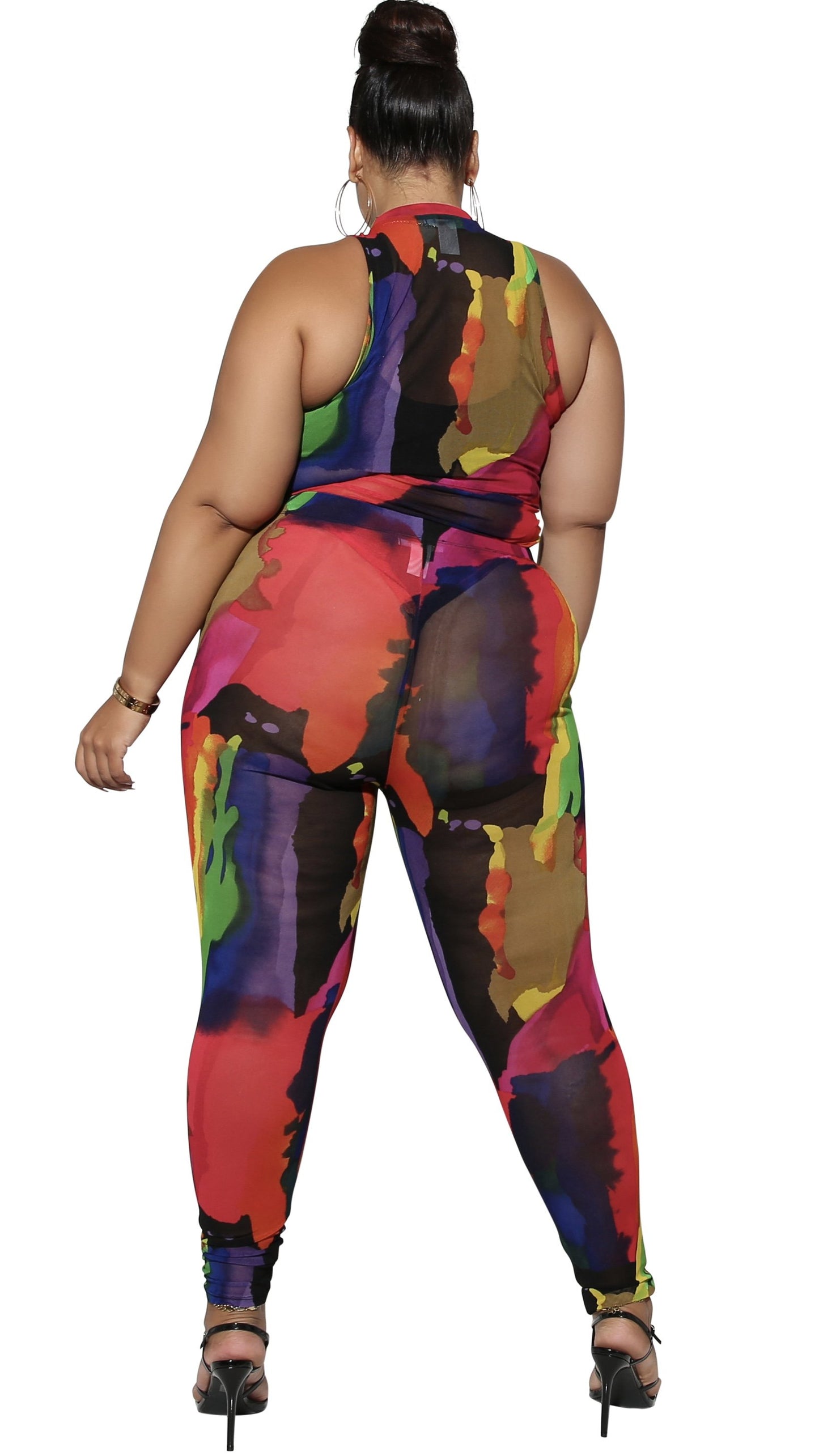 Painted Mesh 2Pcs Pant Set (Multi)-Pant Sets-Boughie-Boughie