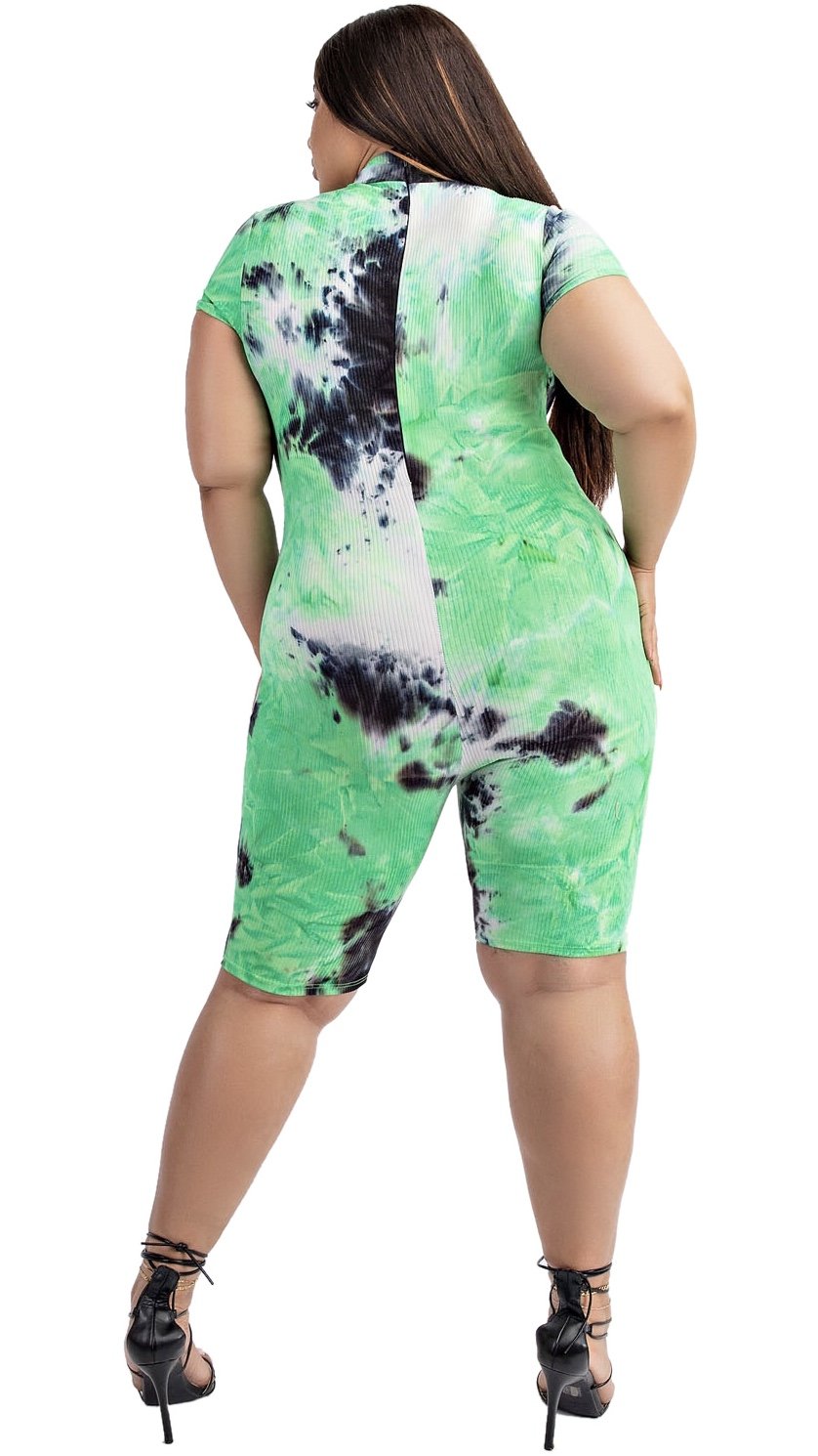 Pin Up Romper (Neon Green Tie Dye)-Rompers-Boughie-Boughie