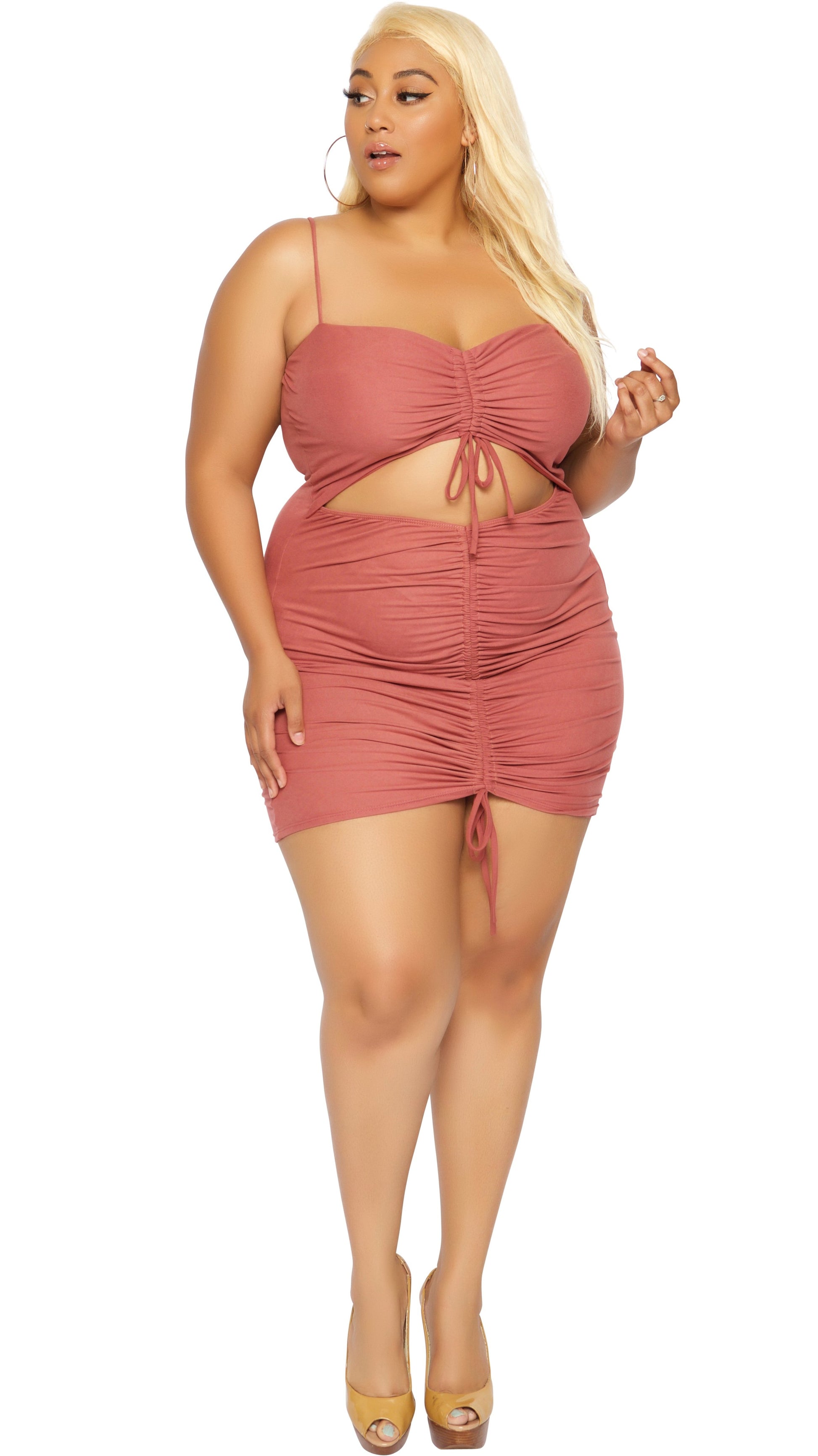 Pull Up Mini Dress (Dusty Rose)-Dresses-Boughie-Boughie