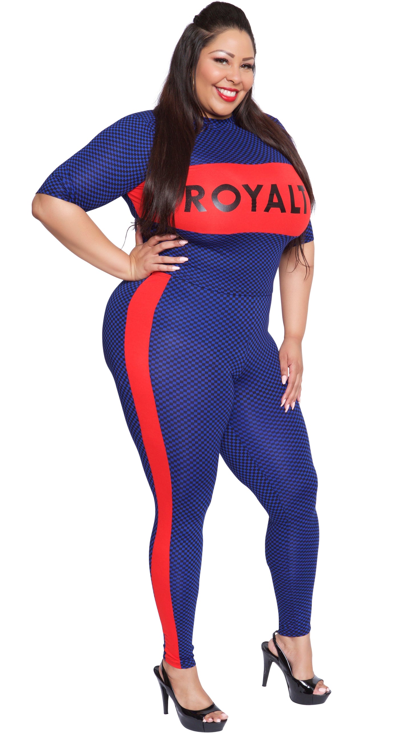 Royalty 2Pcs Pant Set (Royal Blue Checkered)-Pant Sets-Boughie-Boughie