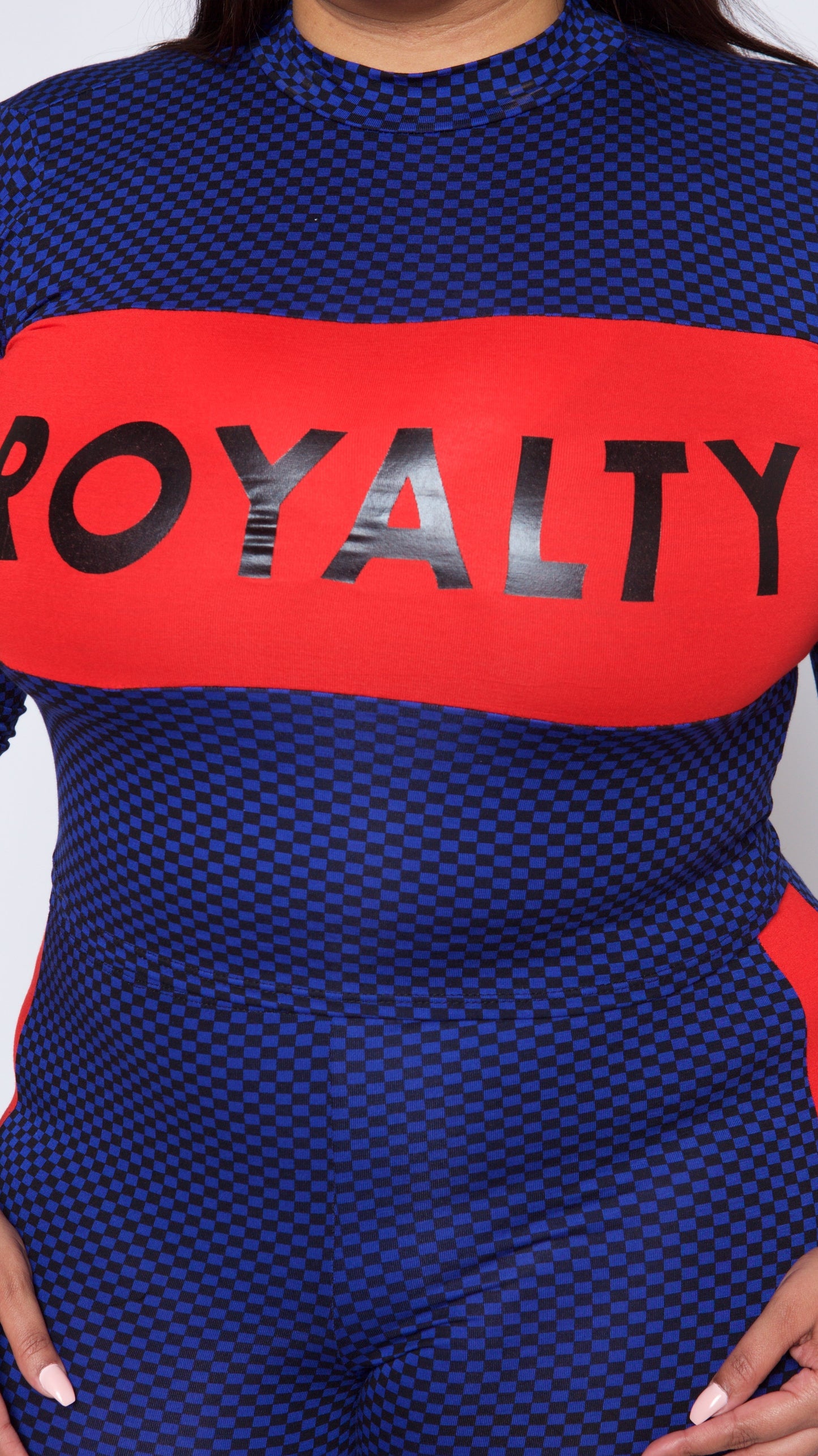 Royalty 2Pcs Pant Set (Royal Blue Checkered)-Pant Sets-Boughie-Boughie