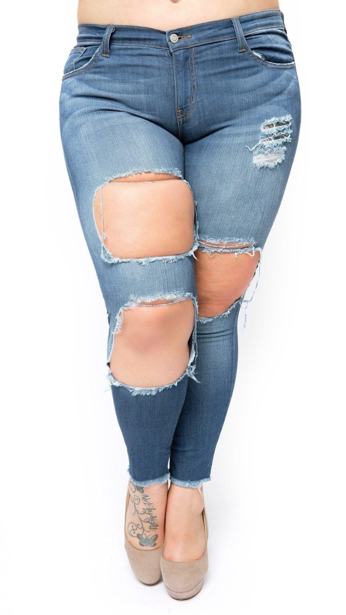 Ruff Stuff Extreme Distressed Denim Jeans (Dark Blue)-Denim-Boughie-Boughie