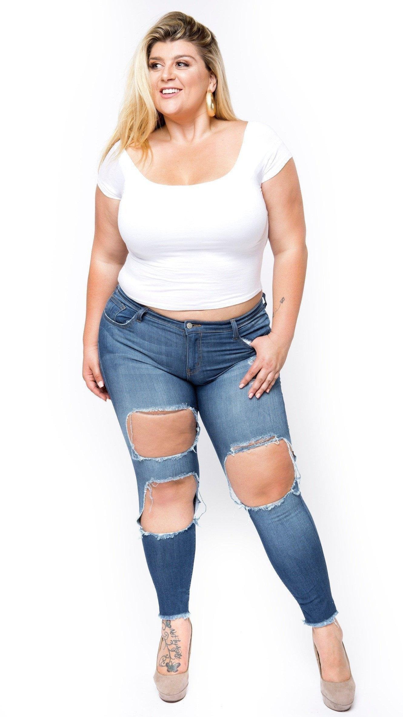 Plus Size Ripped Jeans, Plus Size Distressed Jeans