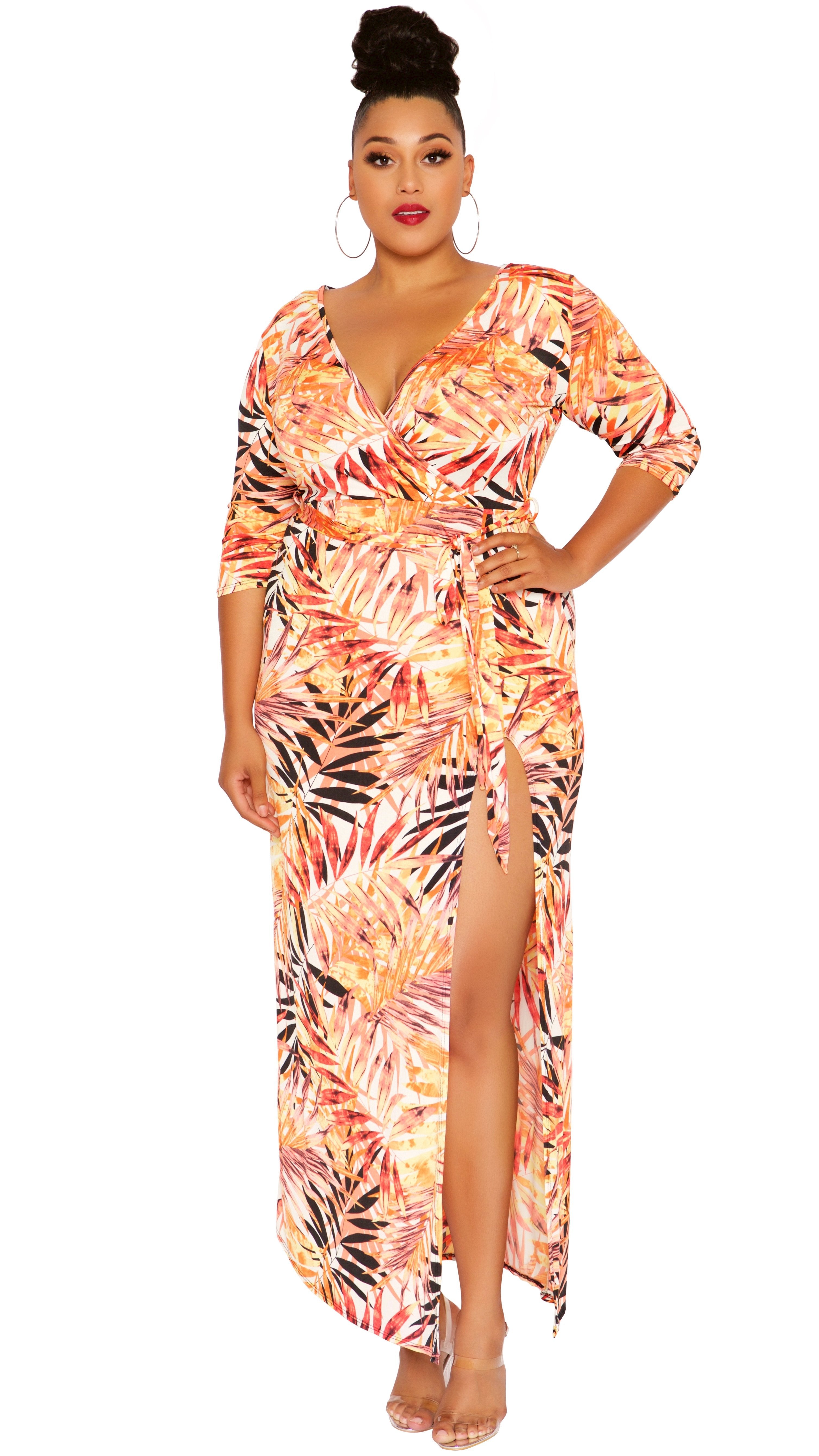 Plus size maxi dress with split hot sale