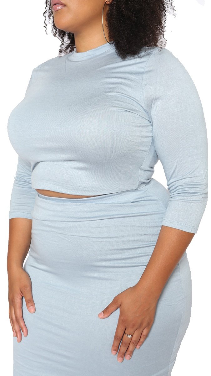 Shero 2Pcs Skirt Set (Baby Blue)-Skirt Sets-Boughie-Boughie