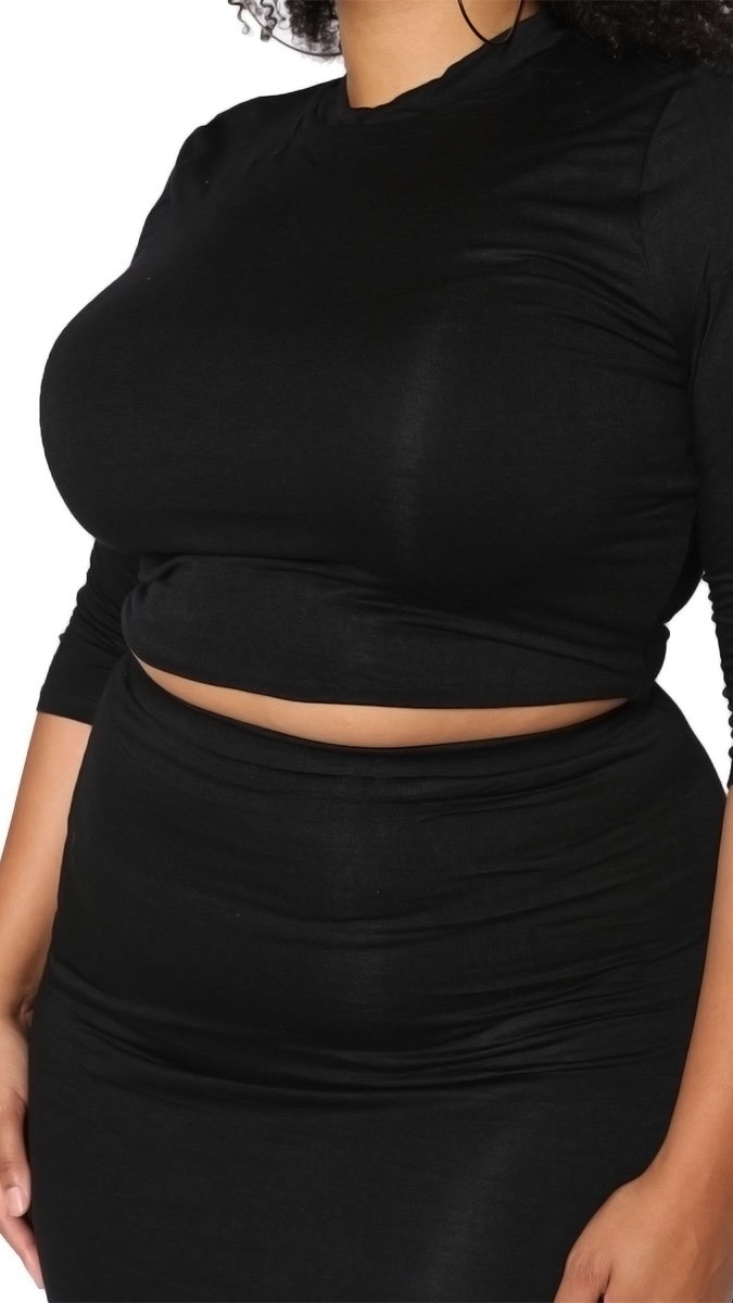 Shero 2Pcs Skirt Set (Black)-Skirt Sets-Boughie-Boughie