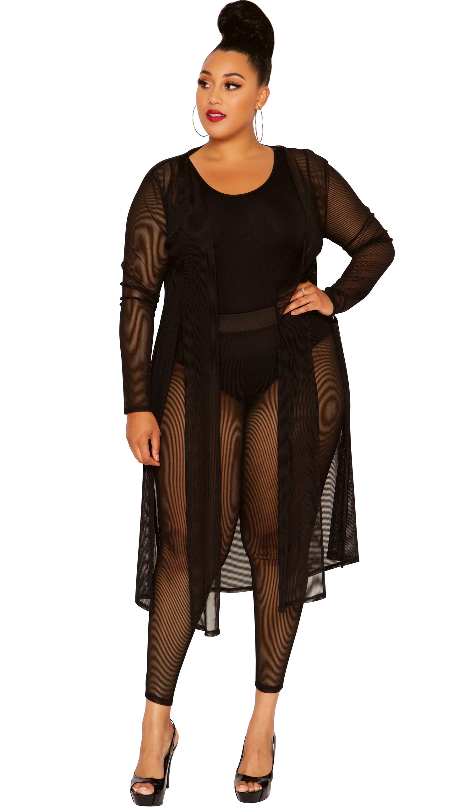 So Shady Sheer 2Pcs Pant Set (Black)-Pant Sets-Boughie-Boughie