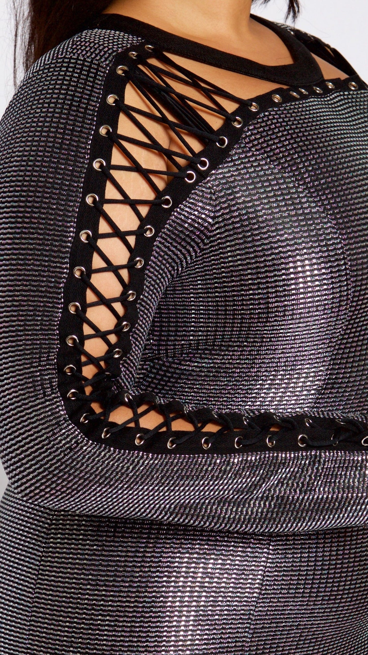 So Strappy Metallic Mini Dress (Pewter)-Dresses-Boughie-Boughie