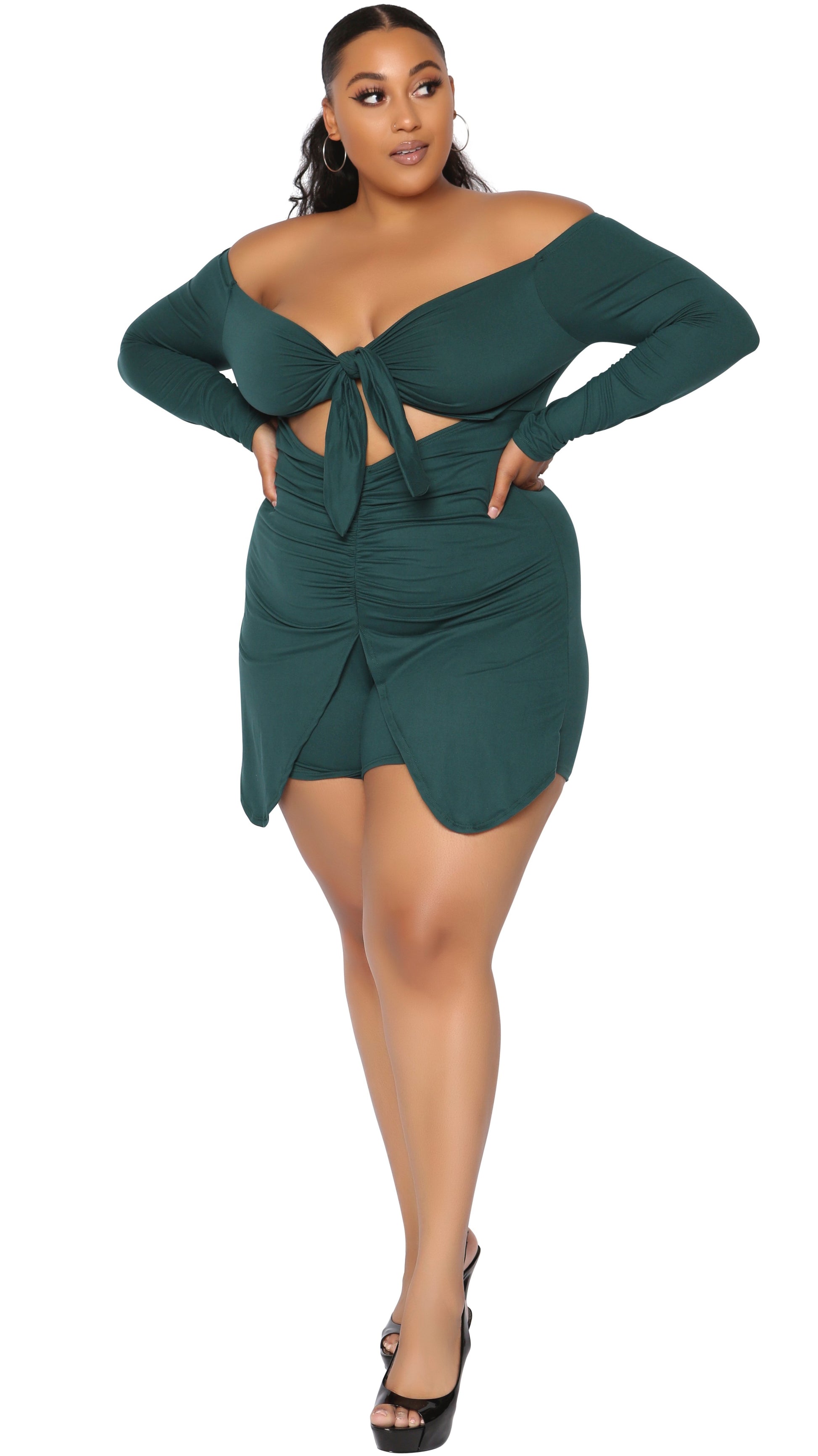 Stand Out Romper (Hunter Green)-Rompers-Boughie-Boughie