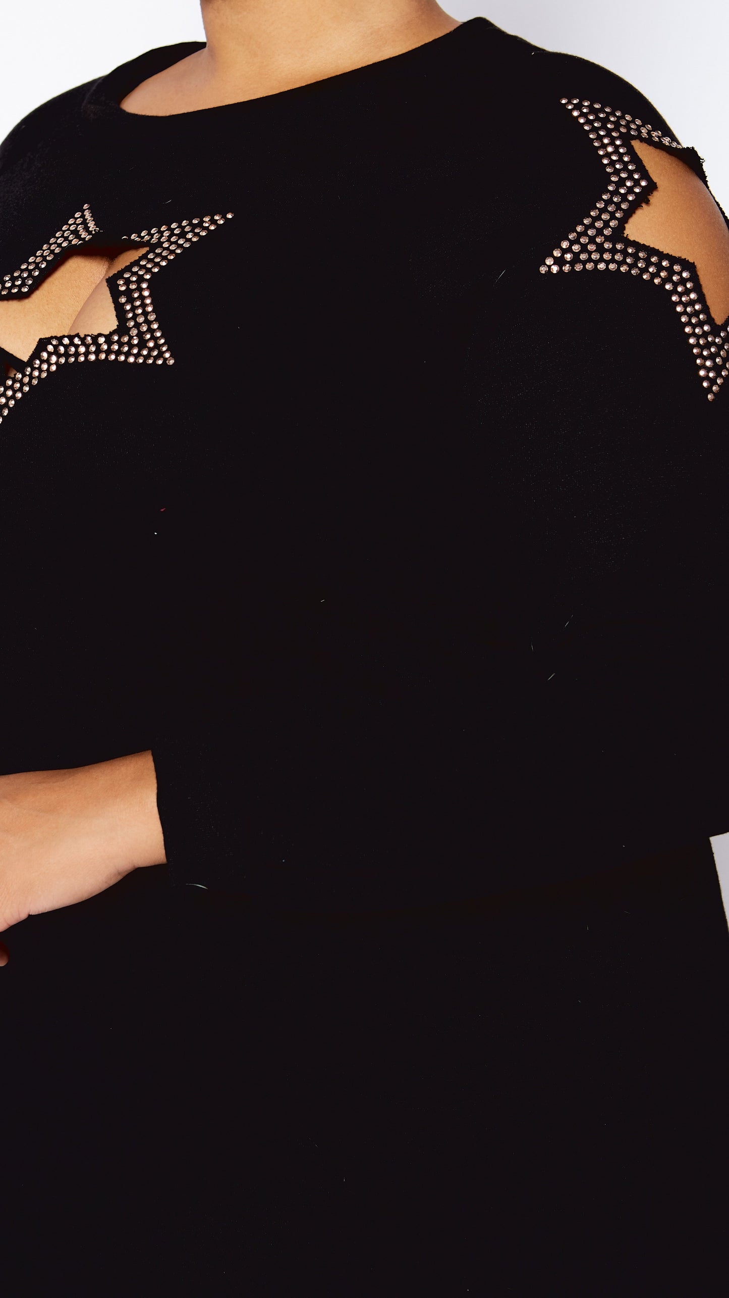 Starry Night Mini Sweatshirt Dress (Black)-Dresses-Boughie-Boughie