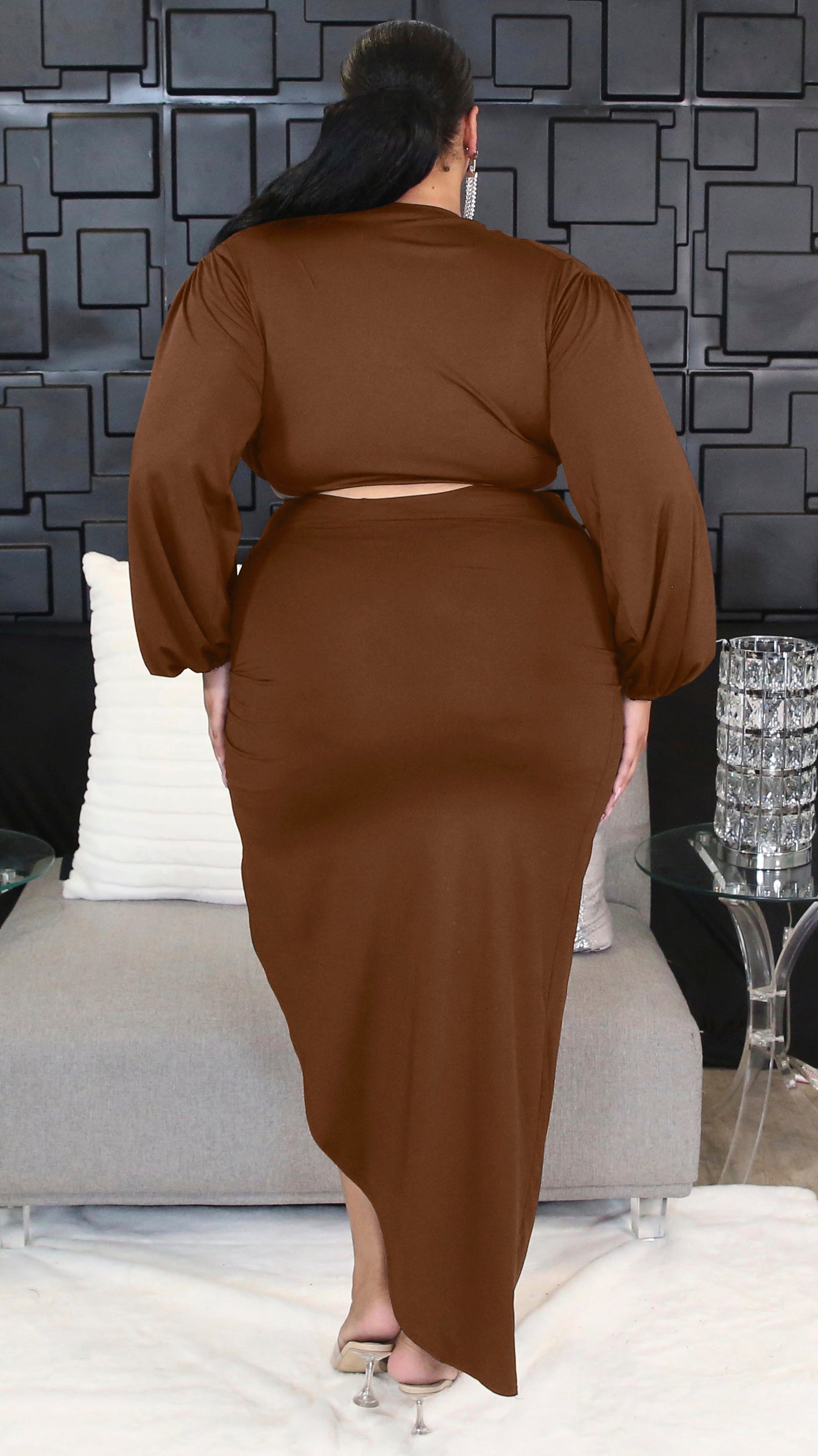 Style Side 2Pcs Skirt Set (Tobacco)-Skirt Sets-Boughie-Boughie