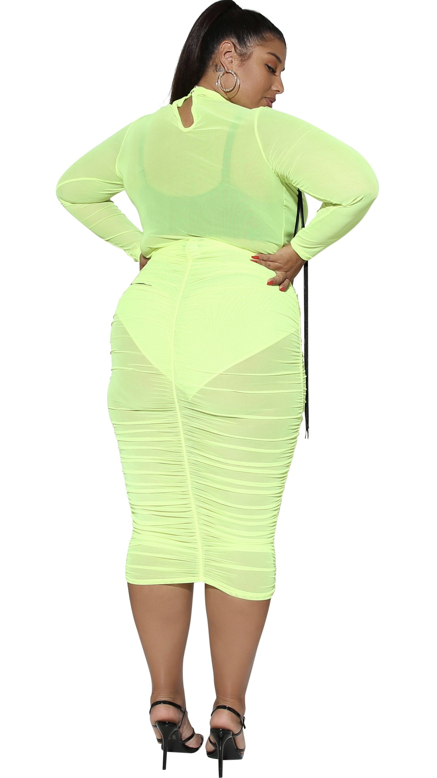 Superstar 2Pcs Skirt Set (Highlighter)-Skirt Sets-Boughie-Boughie