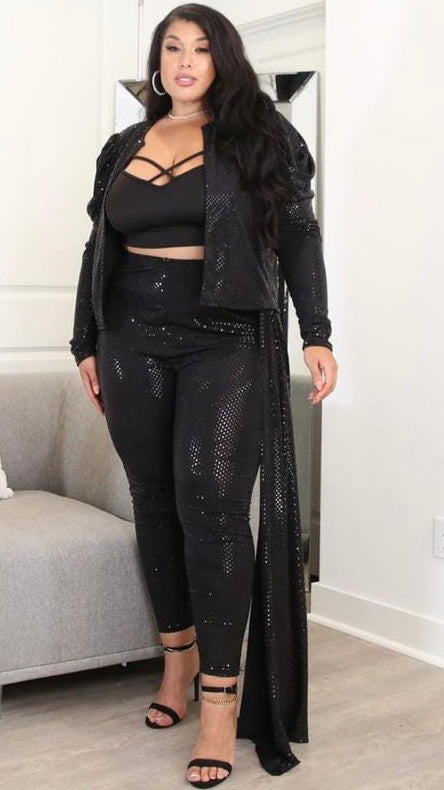 Sway Sequin 2Pcs Pant Set (Black)-Pant Sets-Boughie-Boughie