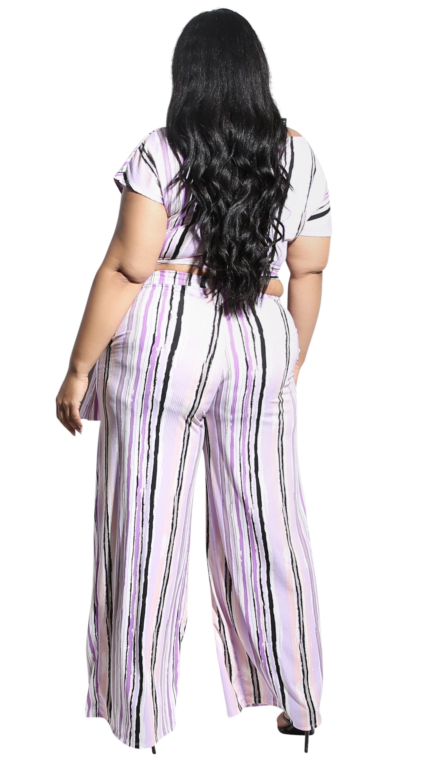 The Good Life 2Pcs Pant Set (Lavender Striped)-Pant Sets-Boughie-Boughie
