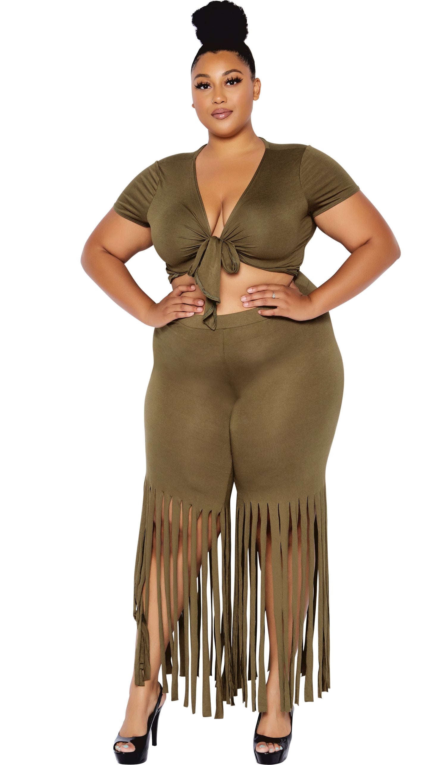 The Way It Is 2Pcs Pant Set (Olive)-Pant Sets-Boughie-Boughie