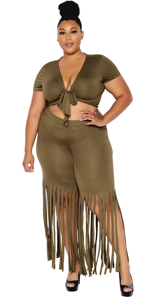 The Way It Is 2Pcs Pant Set (Olive)-Pant Sets-Boughie-Boughie