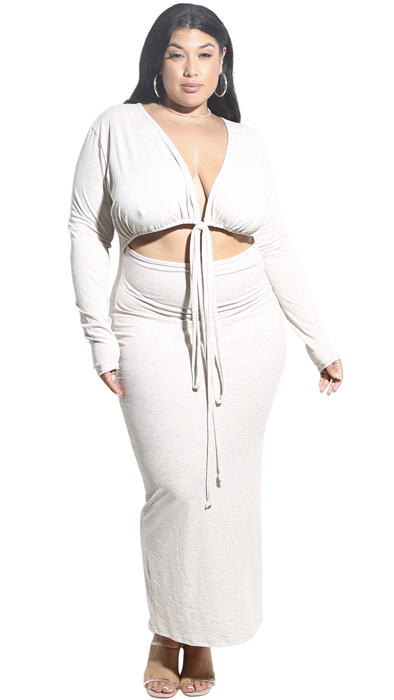 Two Can Play That Game Maxi Dress (Oatmeal)-Maxi Dresses-Boughie-Boughie