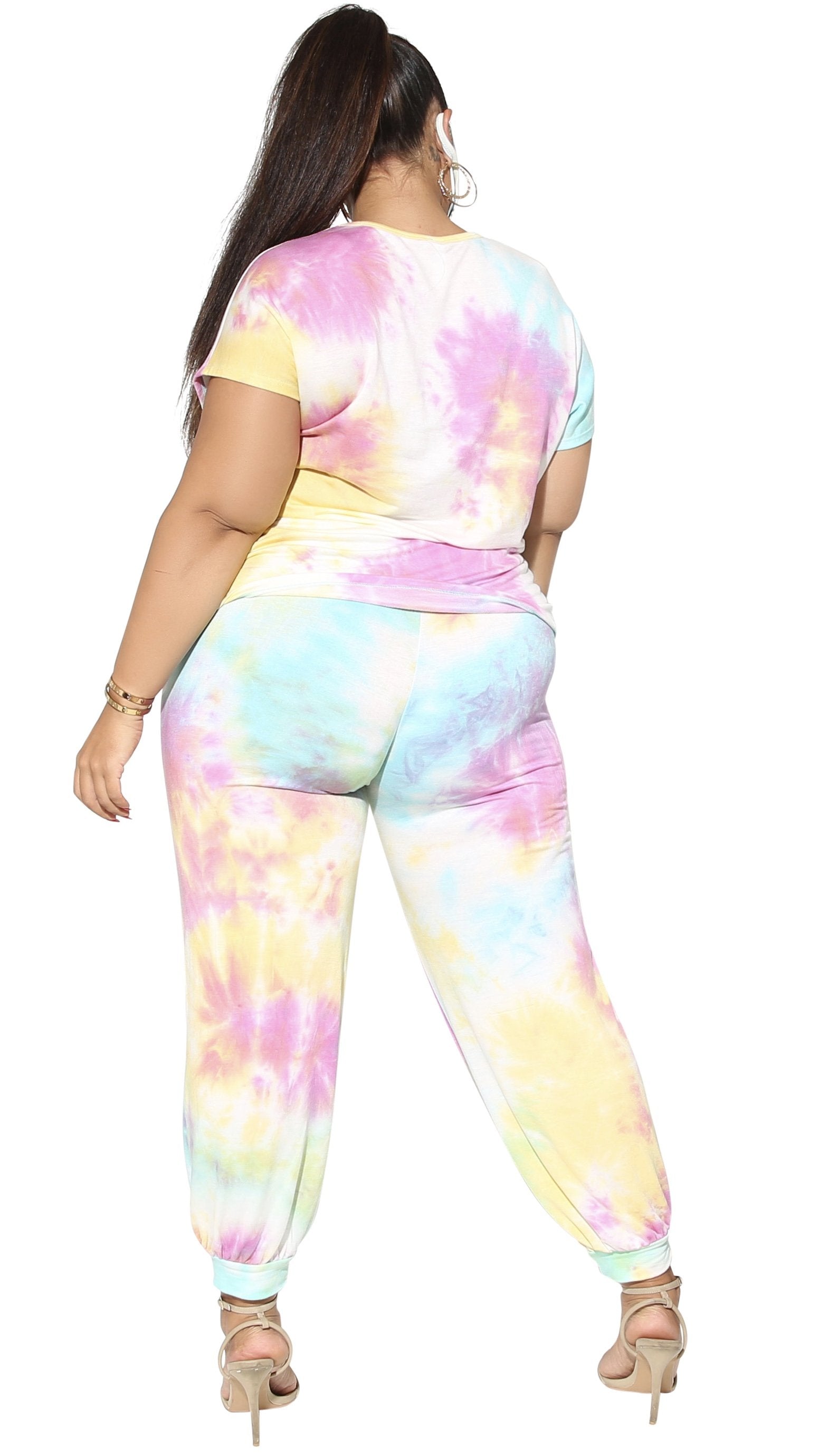 V Lounge 3Pcs Pant Set (Blue/Purple/Yellow Tie Dye)-Pant Sets-Boughie-Boughie