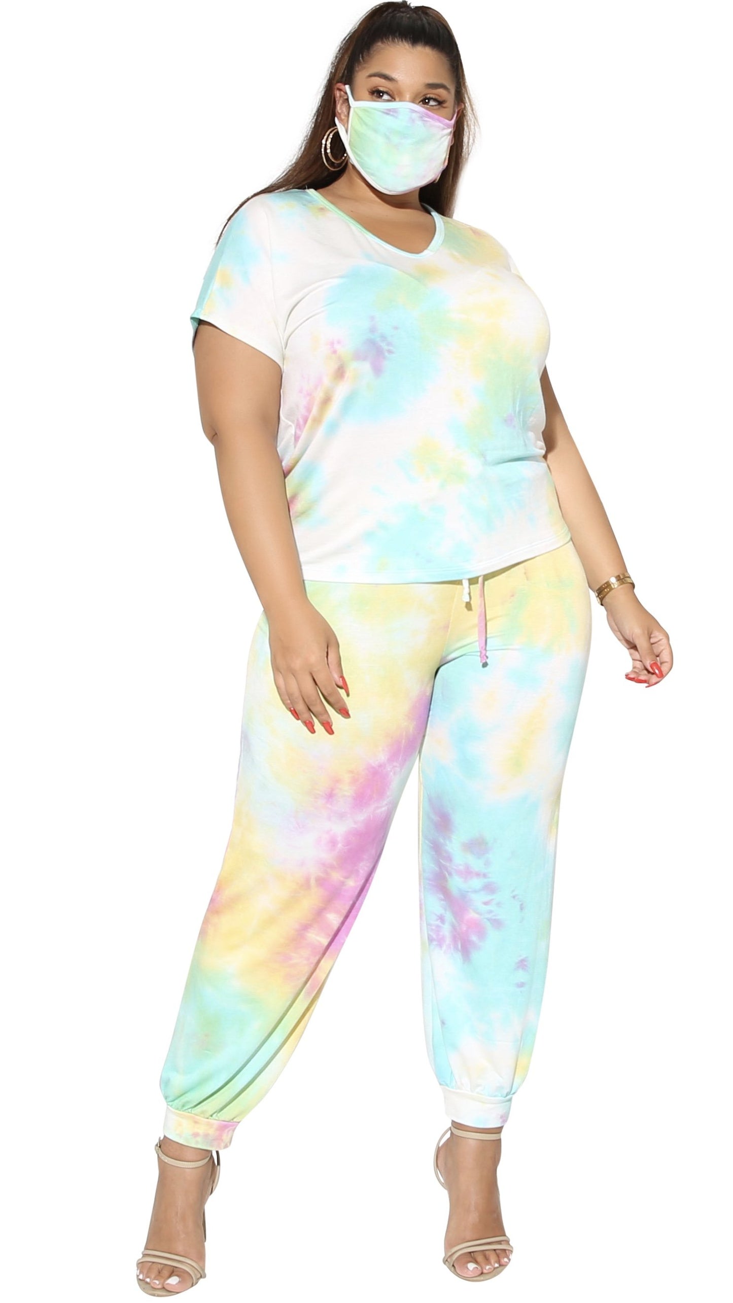 V Lounge 3Pcs Pant Set (Blue/Purple/Yellow Tie Dye)-Pant Sets-Boughie-Boughie