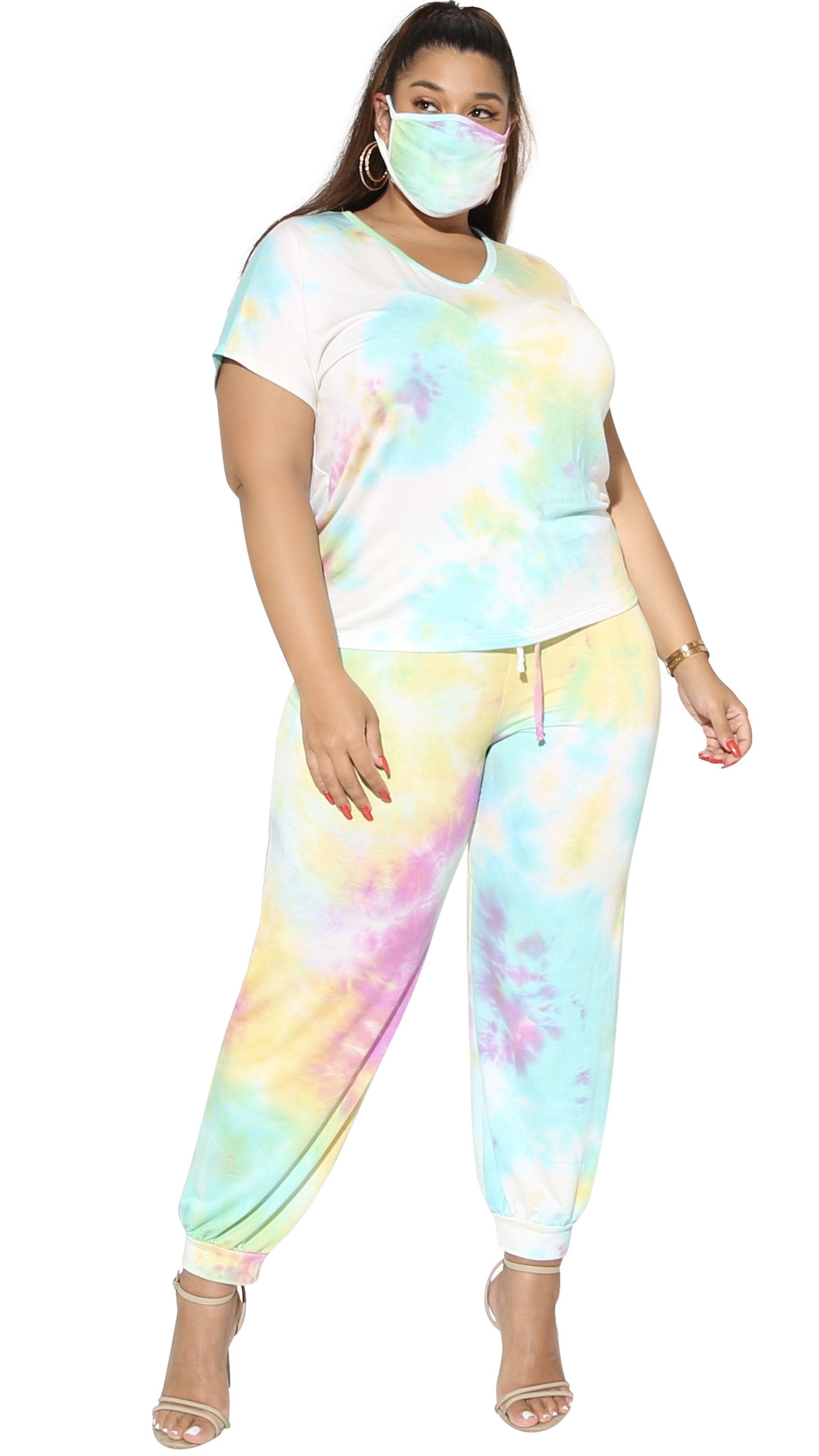 V Lounge 3Pcs Pant Set (Blue/Purple/Yellow Tie Dye)-Pant Sets-Boughie-Boughie