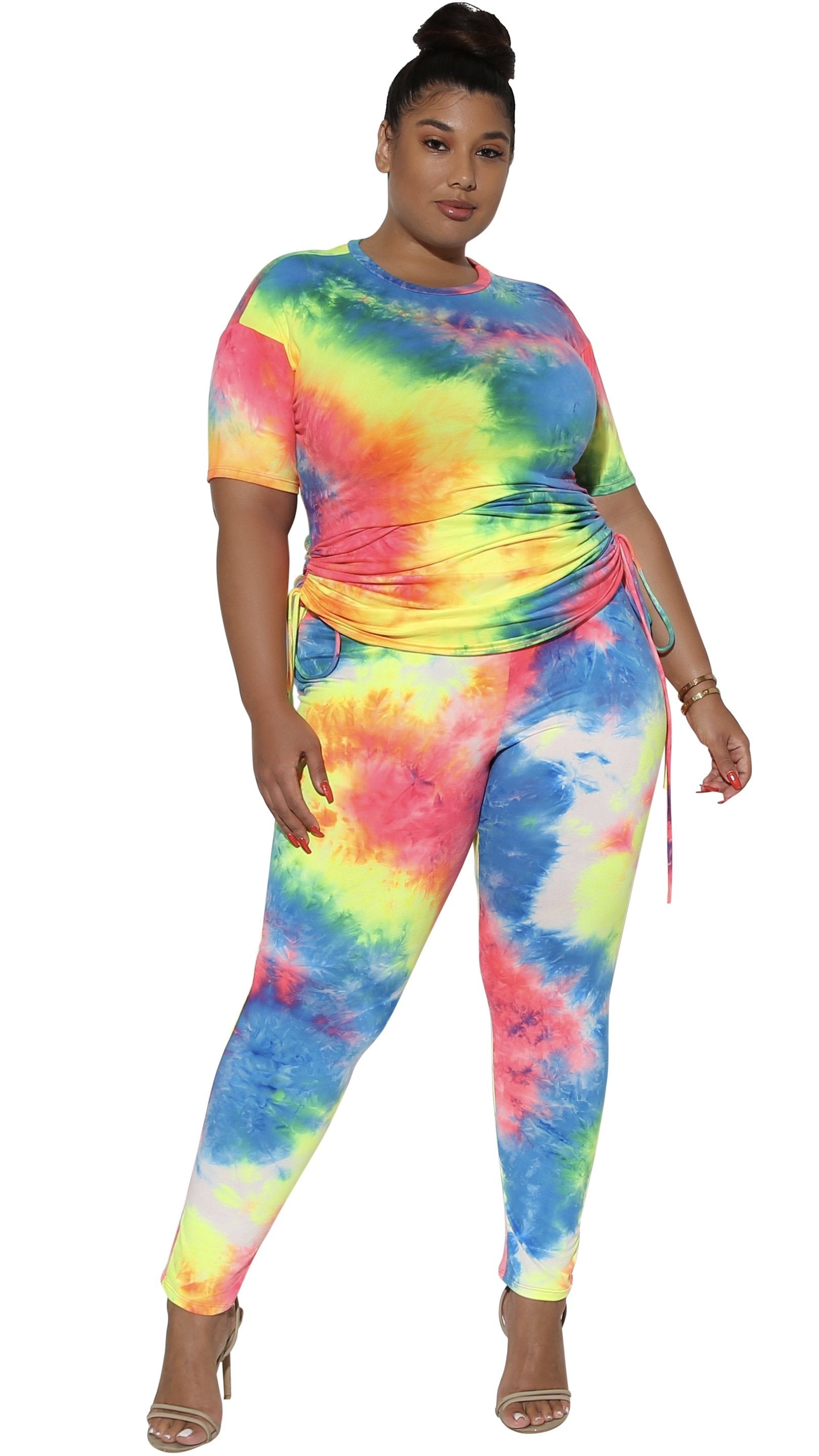 Vibrant Thang 2Pcs Pant Set (Blue/Pink/Yellow Tie Dye)-Pant Sets-Boughie-Boughie